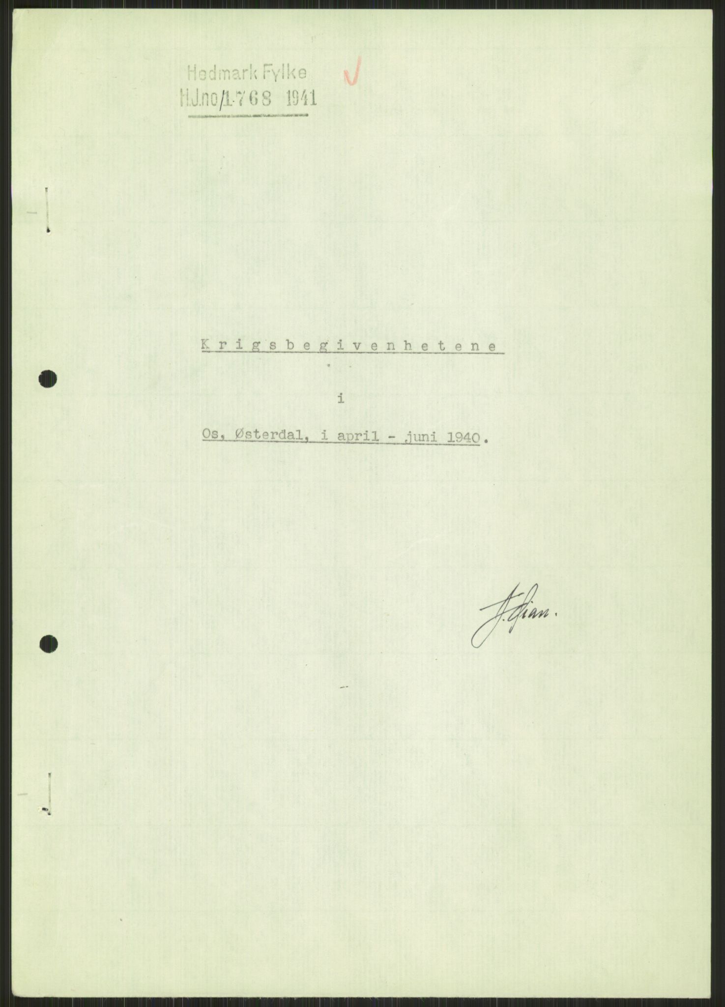 Forsvaret, Forsvarets krigshistoriske avdeling, AV/RA-RAFA-2017/Y/Ya/L0013: II-C-11-31 - Fylkesmenn.  Rapporter om krigsbegivenhetene 1940., 1940, s. 938