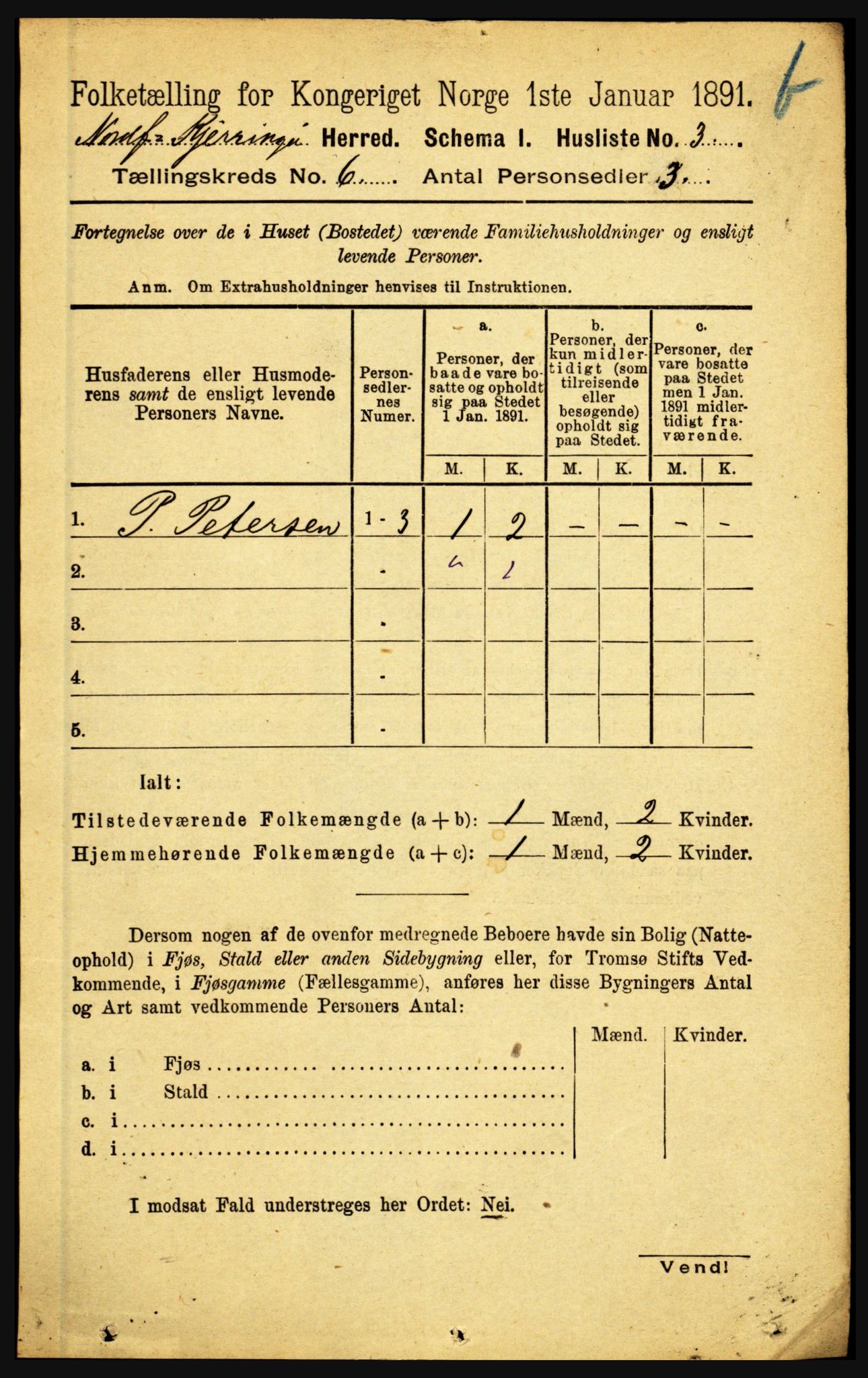 RA, Folketelling 1891 for 1846 Nordfold-Kjerringøy herred, 1891, s. 1356