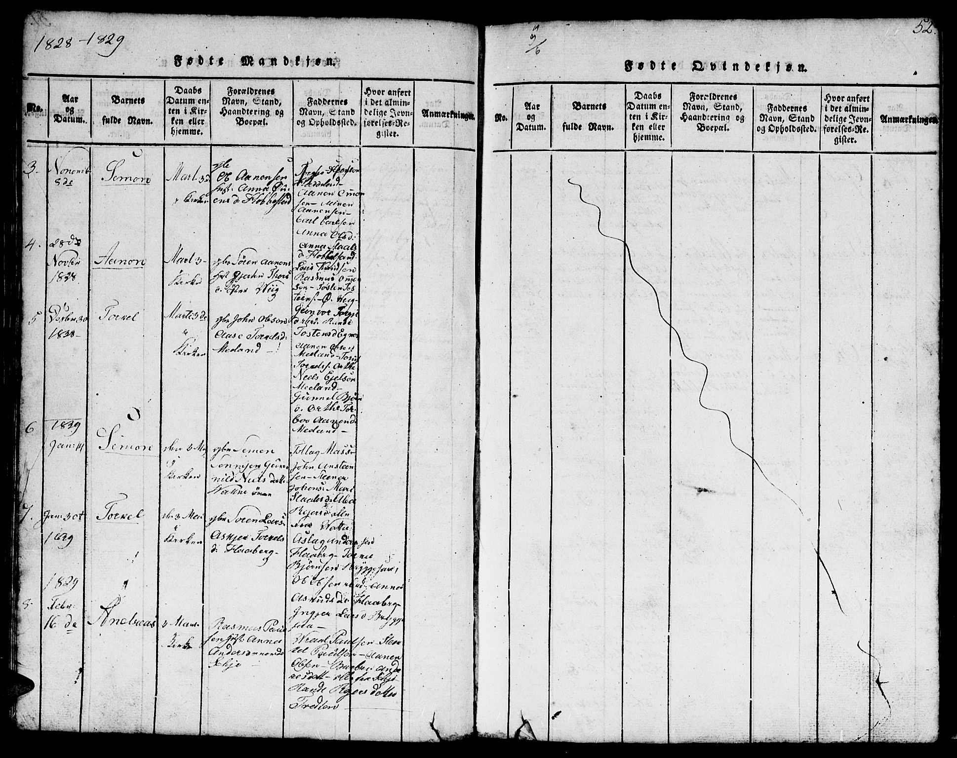 Hægebostad sokneprestkontor, AV/SAK-1111-0024/F/Fb/Fbb/L0001: Klokkerbok nr. B 1, 1816-1850, s. 52