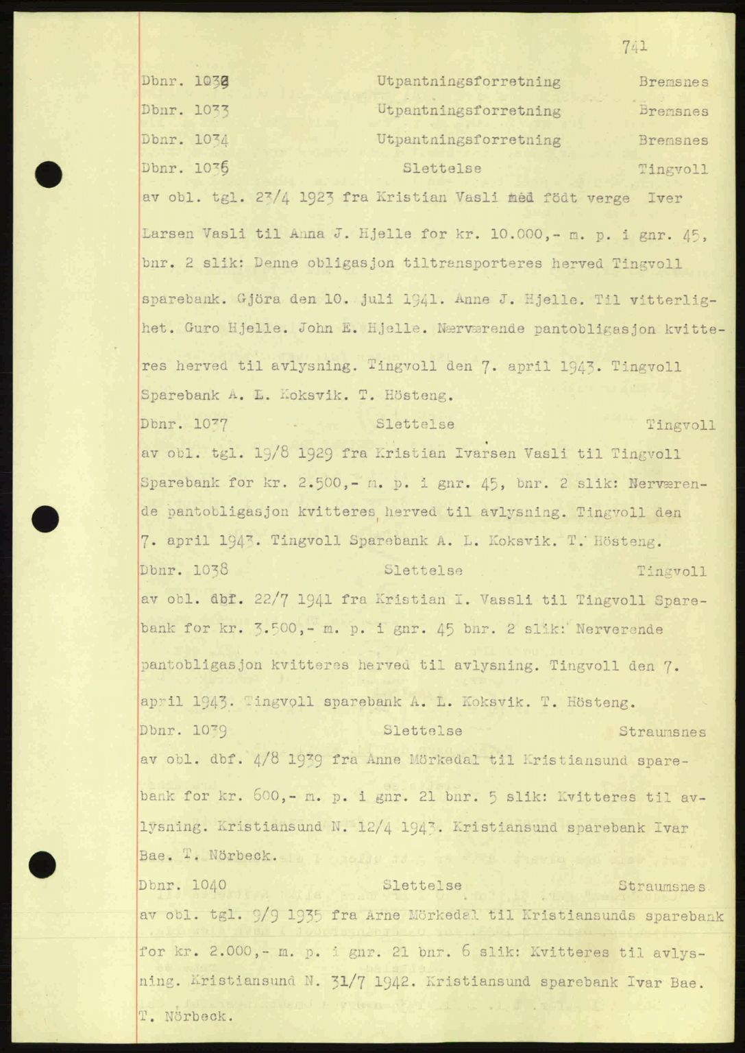 Nordmøre sorenskriveri, AV/SAT-A-4132/1/2/2Ca: Pantebok nr. C81, 1940-1945, Dagboknr: 1032/1943