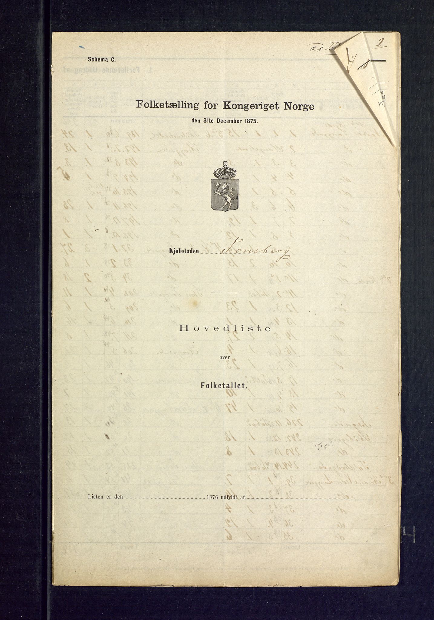SAKO, Folketelling 1875 for 0705P Tønsberg prestegjeld, 1875, s. 2