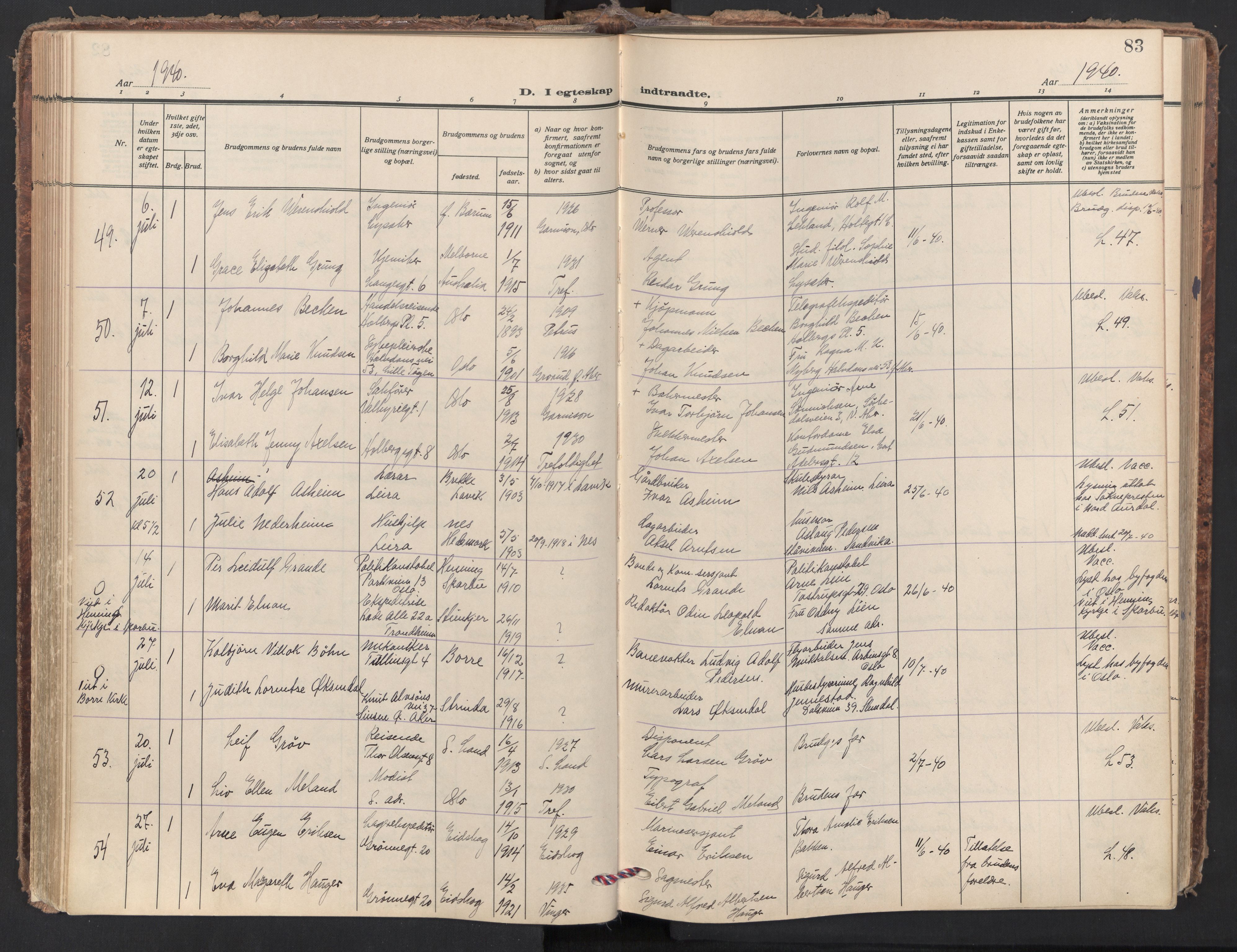 Trefoldighet prestekontor Kirkebøker, AV/SAO-A-10882/F/Fc/L0010: Ministerialbok nr. III 10, 1936-1954, s. 83