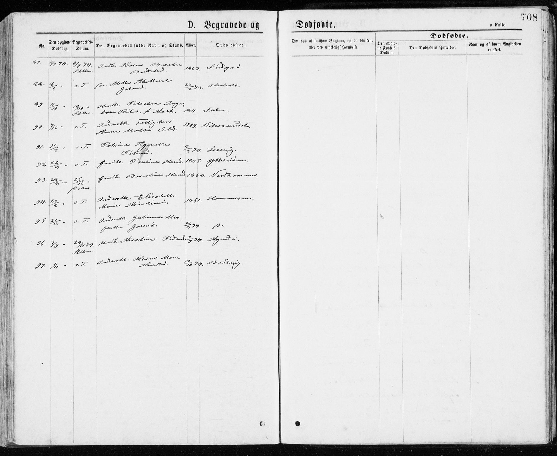 Ministerialprotokoller, klokkerbøker og fødselsregistre - Sør-Trøndelag, SAT/A-1456/640/L0576: Ministerialbok nr. 640A01, 1846-1876, s. 708