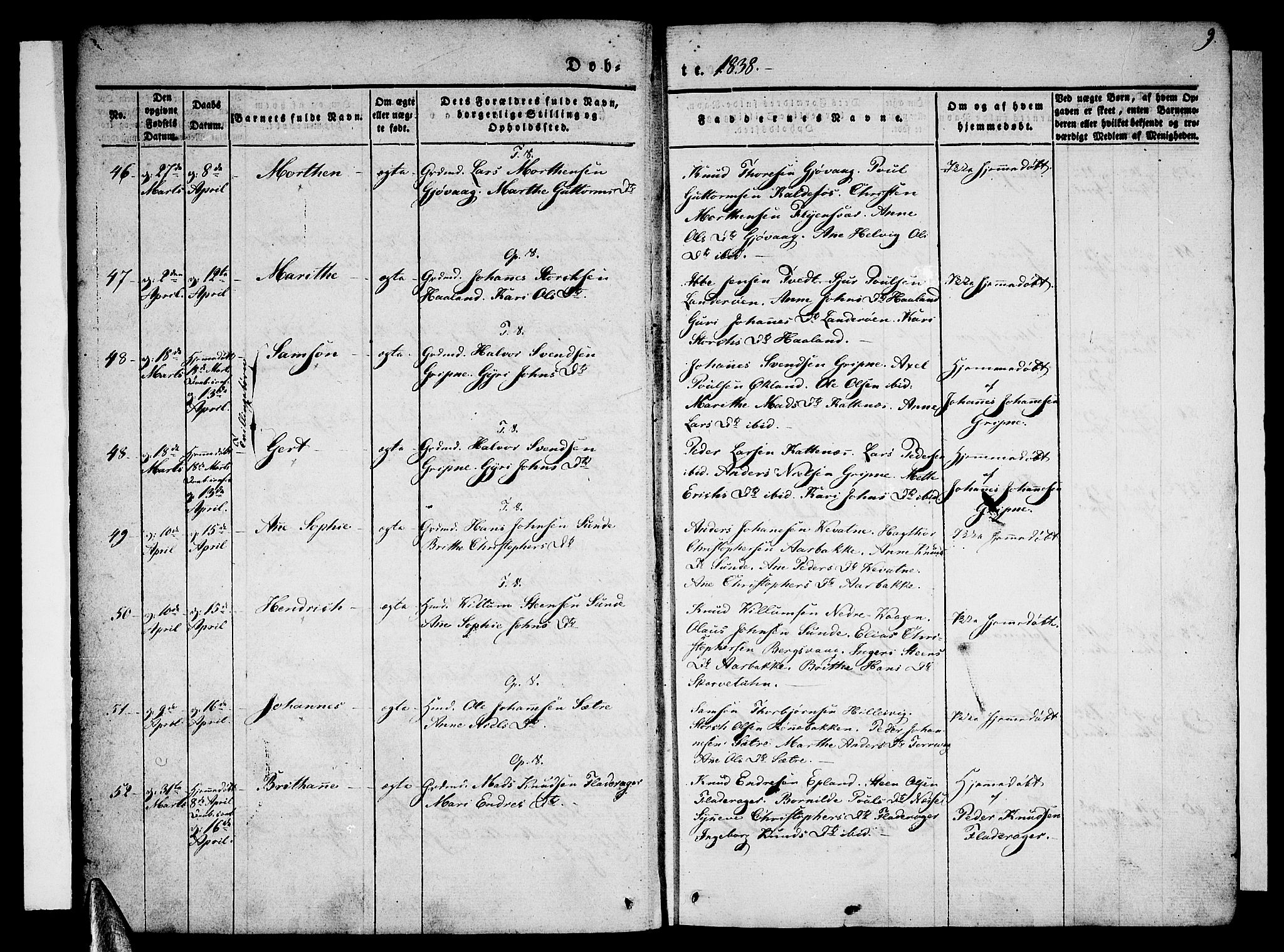 Tysnes sokneprestembete, AV/SAB-A-78601/H/Haa: Ministerialbok nr. A 9, 1837-1848, s. 9