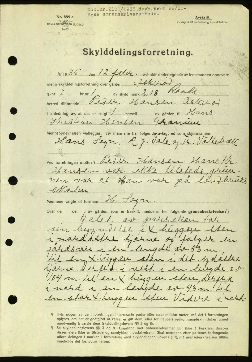 Moss sorenskriveri, SAO/A-10168: Pantebok nr. A2, 1936-1937, Dagboknr: 2108/1936