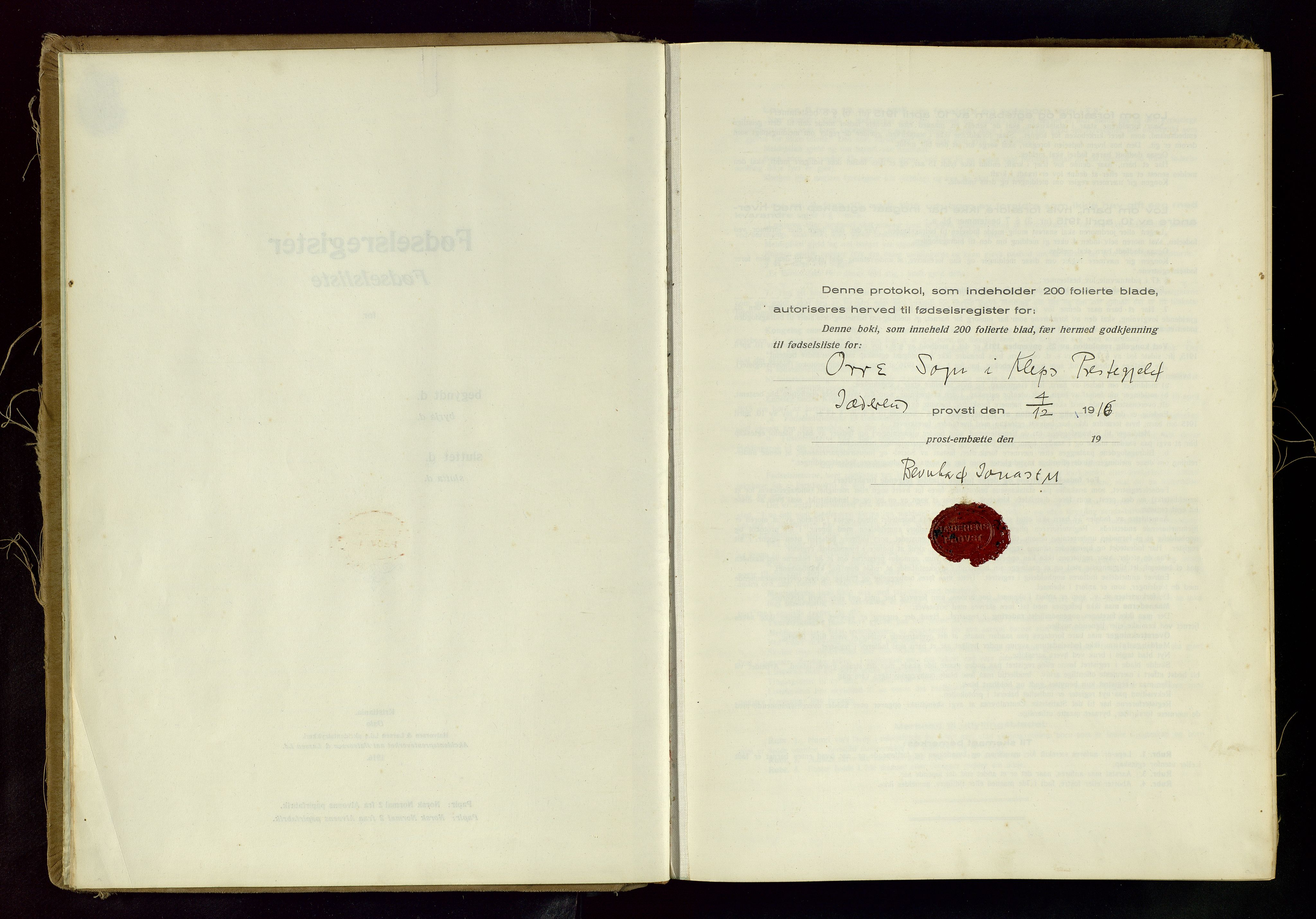 Klepp sokneprestkontor, SAST/A-101803/001/704BAC/L0001: Fødselsregister nr. 1, 1916-1982