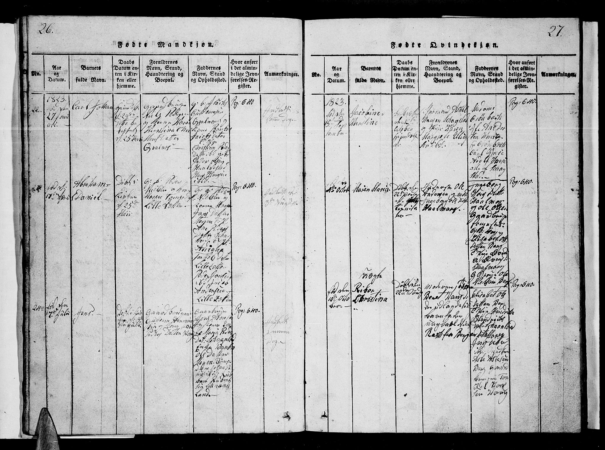 Ministerialprotokoller, klokkerbøker og fødselsregistre - Nordland, AV/SAT-A-1459/855/L0812: Klokkerbok nr. 855C01, 1821-1838, s. 26-27