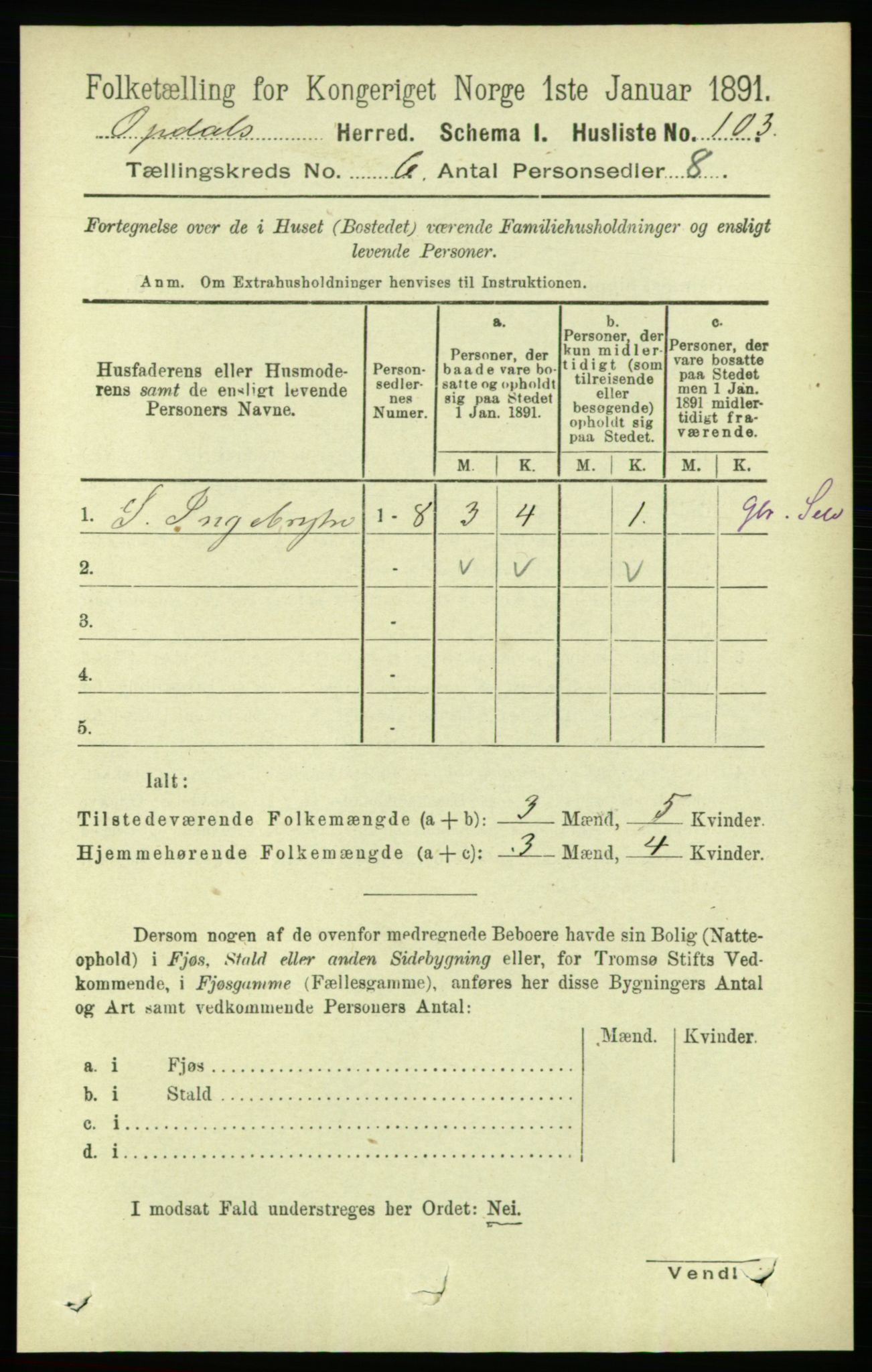 RA, Folketelling 1891 for 1634 Oppdal herred, 1891, s. 2774