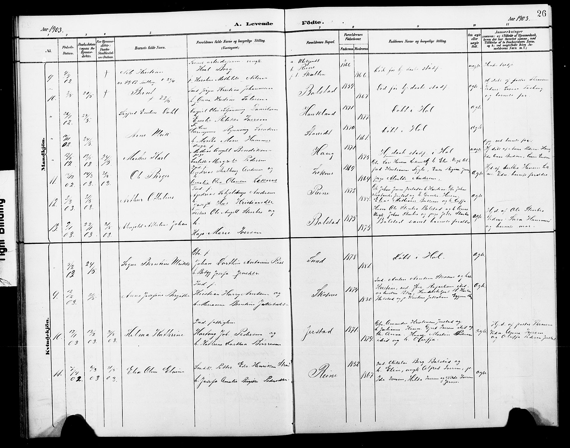 Ministerialprotokoller, klokkerbøker og fødselsregistre - Nordland, AV/SAT-A-1459/881/L1168: Klokkerbok nr. 881C05, 1900-1911, s. 26