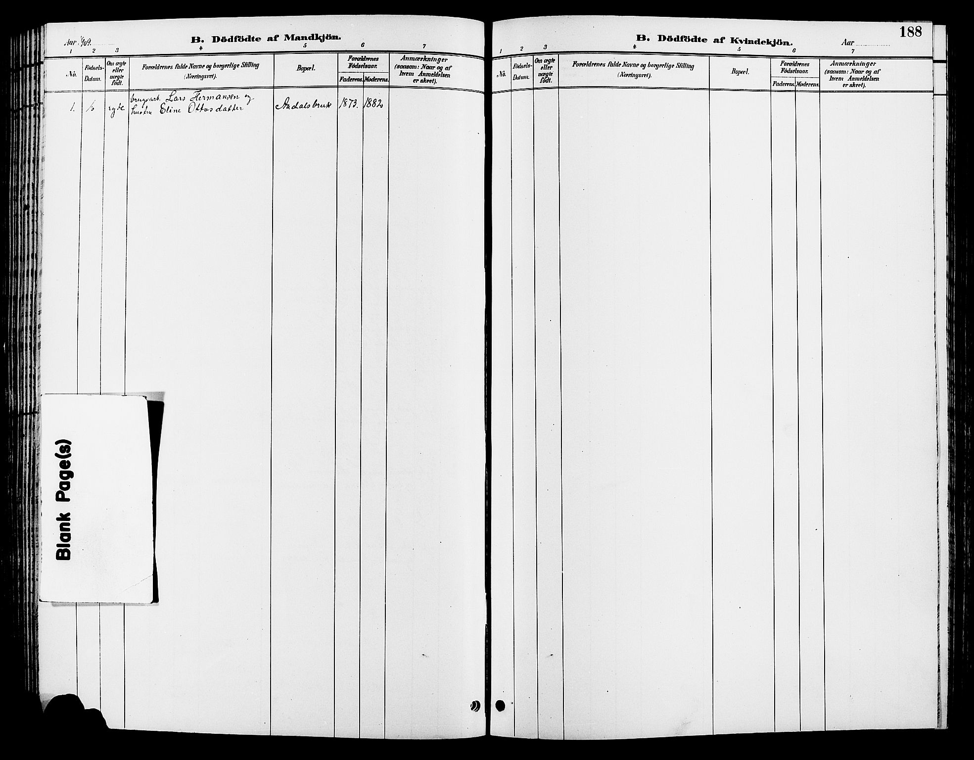 Løten prestekontor, SAH/PREST-022/L/La/L0006: Klokkerbok nr. 6, 1892-1909, s. 188