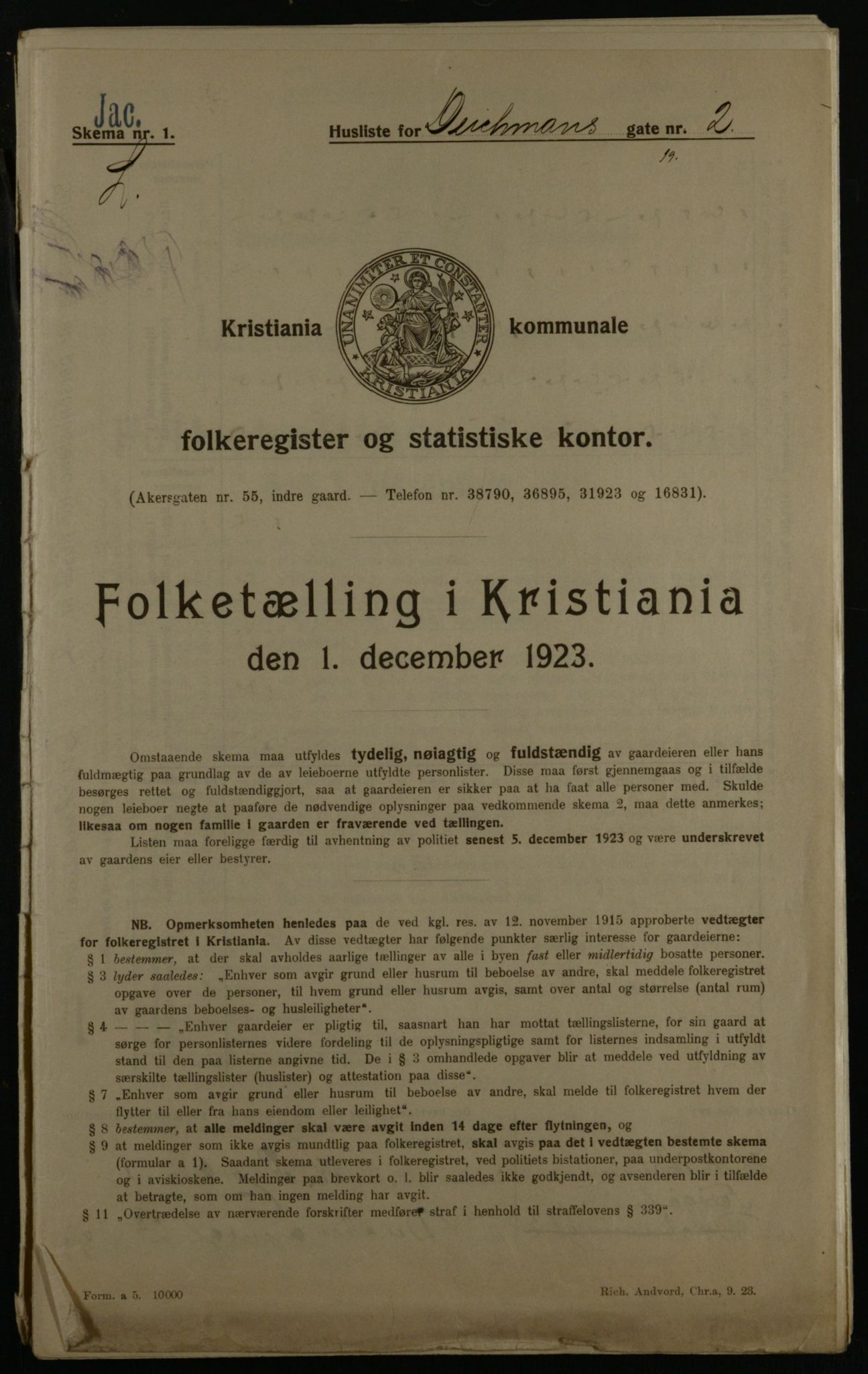 OBA, Kommunal folketelling 1.12.1923 for Kristiania, 1923, s. 17189