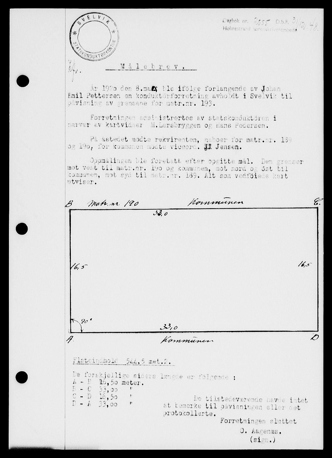 Holmestrand sorenskriveri, SAKO/A-67/G/Ga/Gaa/L0065: Pantebok nr. A-65, 1948-1949, Dagboknr: 2555/1948