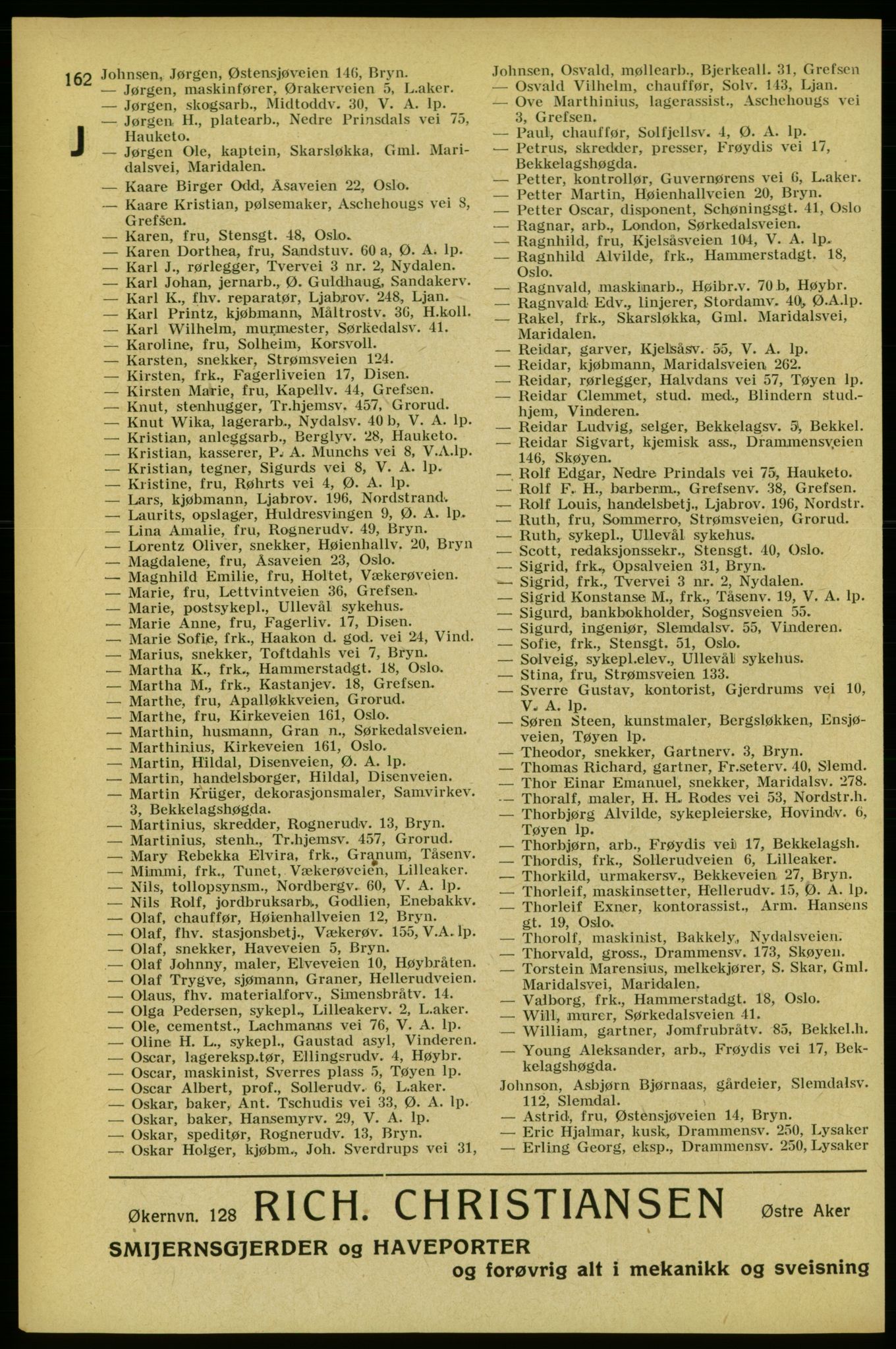 Aker adressebok/adressekalender, PUBL/001/A/005: Aker adressebok, 1934-1935, s. 162
