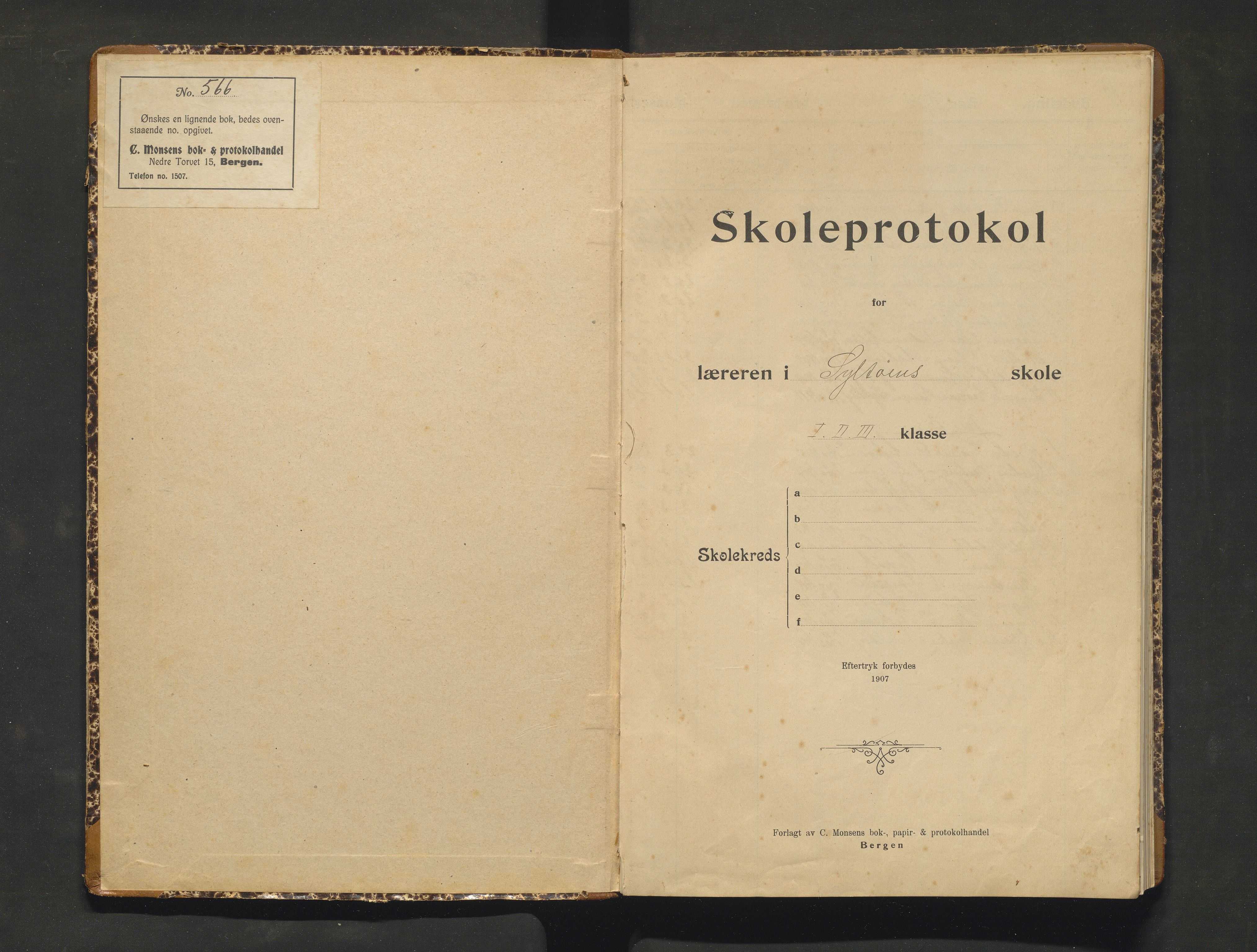 Fjell kommune. Barneskulane, IKAH/1246-231/F/Fp/L0001: Skuleprotokoll for Syltøy skule, 1915-1923
