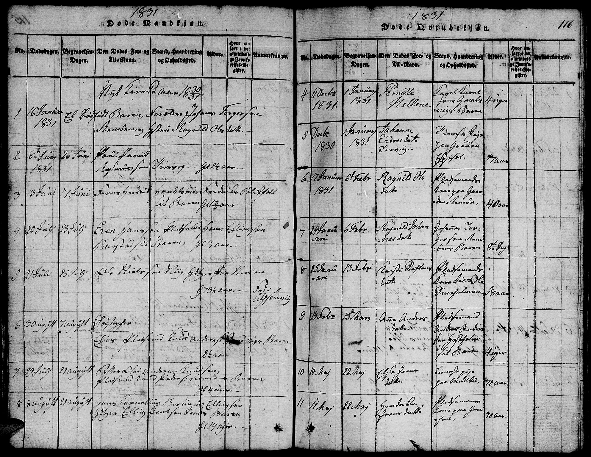 Ministerialprotokoller, klokkerbøker og fødselsregistre - Møre og Romsdal, AV/SAT-A-1454/507/L0078: Klokkerbok nr. 507C01, 1816-1840, s. 116