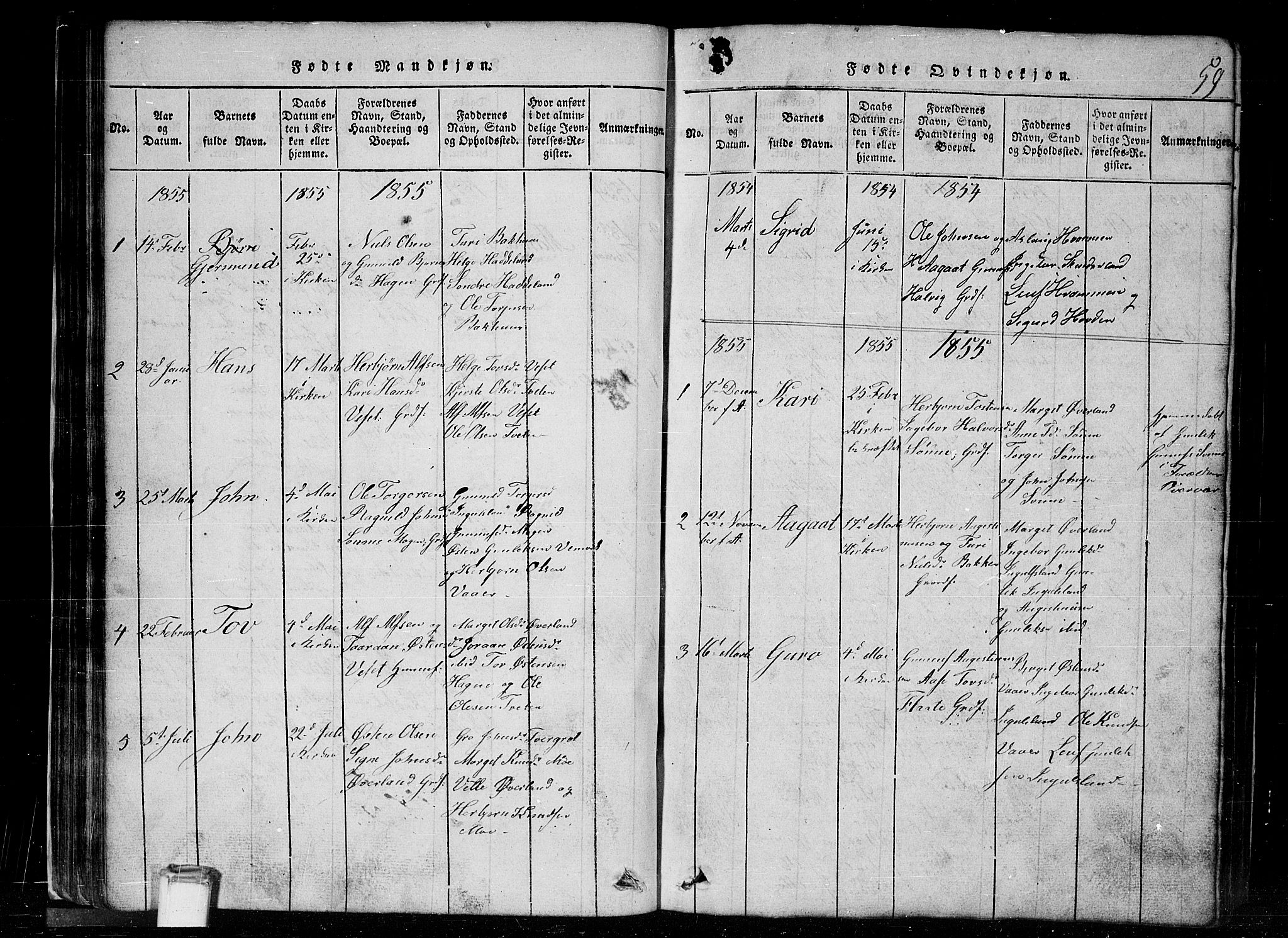 Tinn kirkebøker, AV/SAKO-A-308/G/Gc/L0001: Klokkerbok nr. III 1, 1815-1879, s. 59
