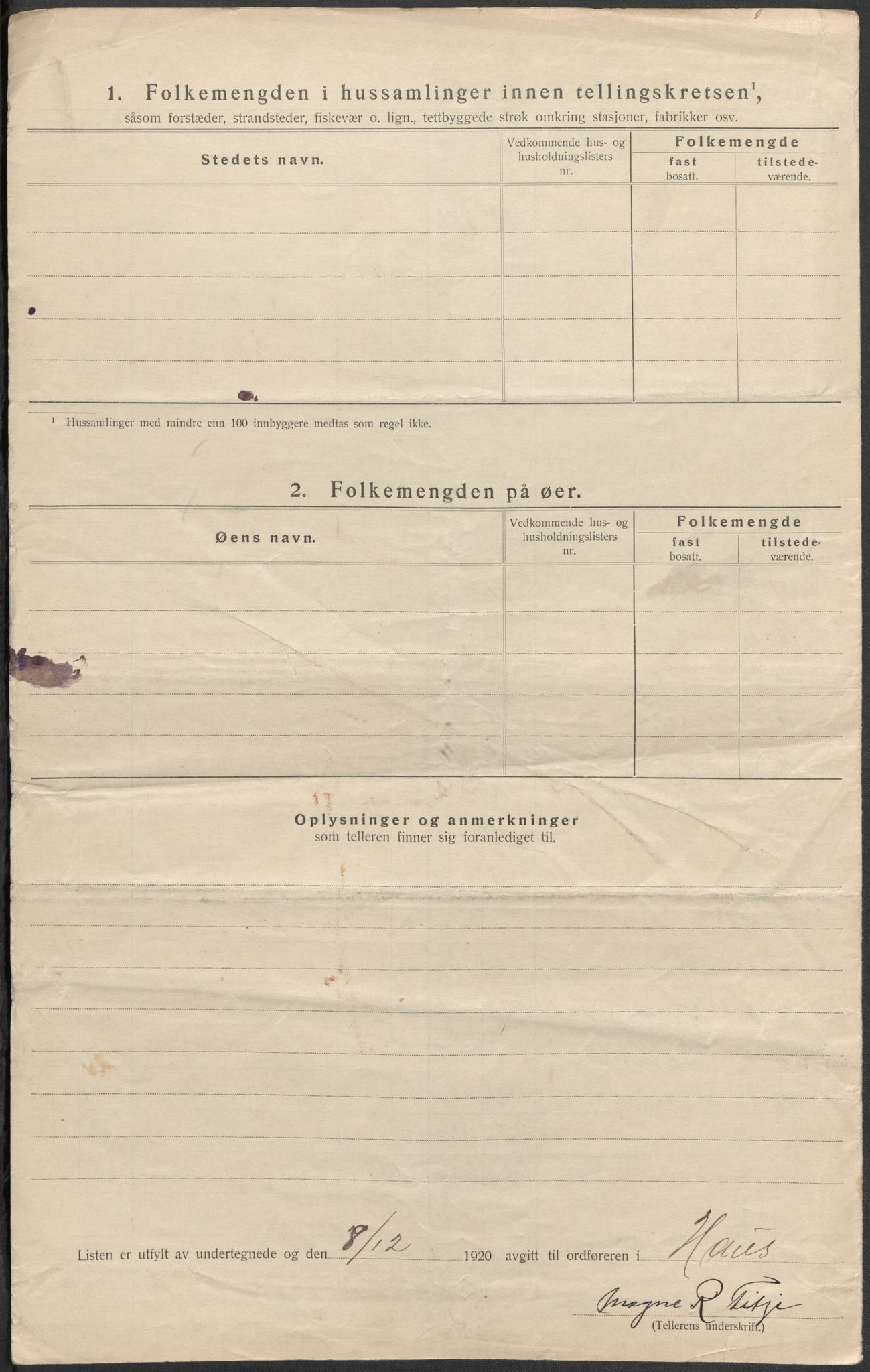 SAB, Folketelling 1920 for 1250 Haus herred, 1920, s. 29