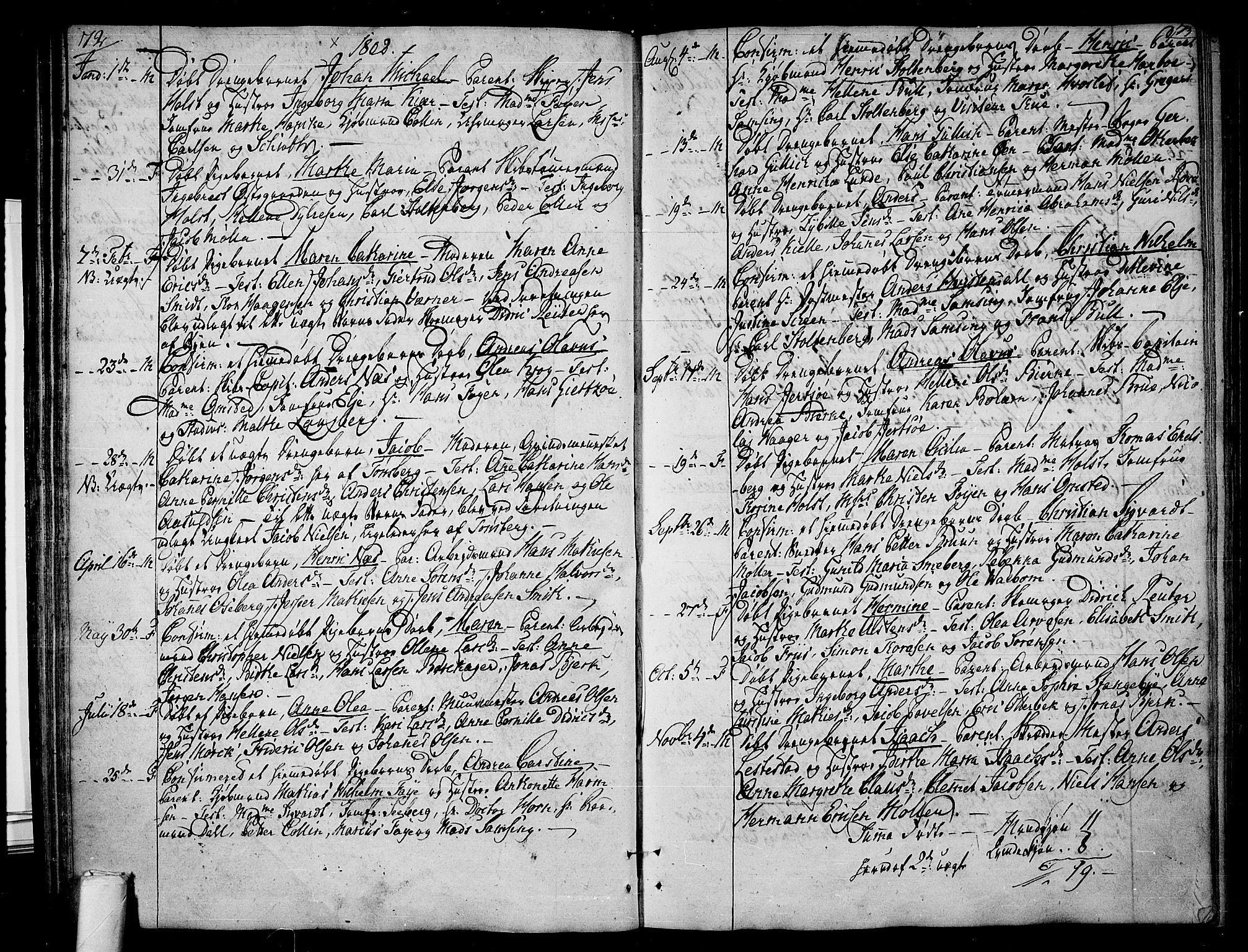 Tønsberg kirkebøker, AV/SAKO-A-330/F/Fb/L0002: Ministerialbok nr. II 2, 1797-1809, s. 72-73