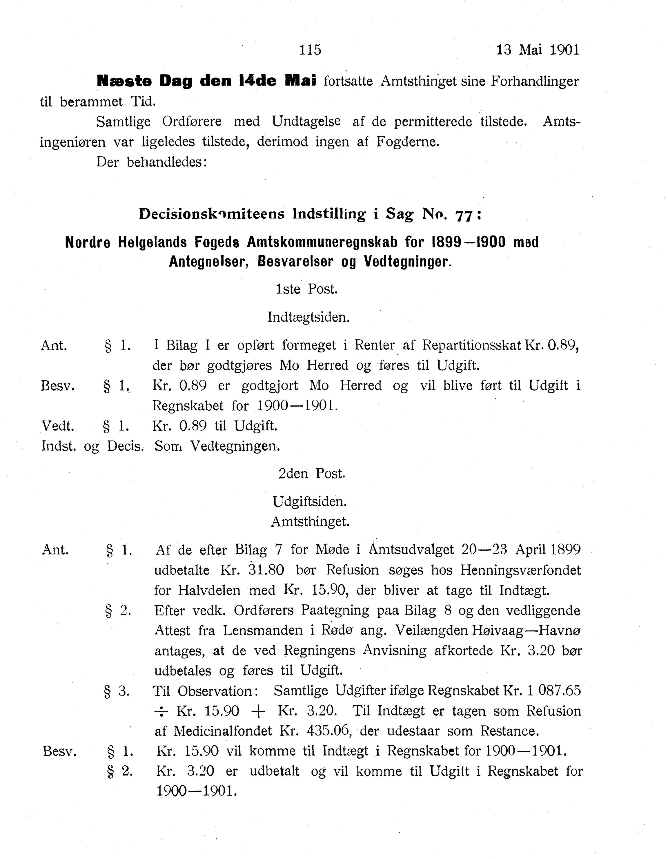 Nordland Fylkeskommune. Fylkestinget, AIN/NFK-17/176/A/Ac/L0024: Fylkestingsforhandlinger 1901, 1901, s. 115