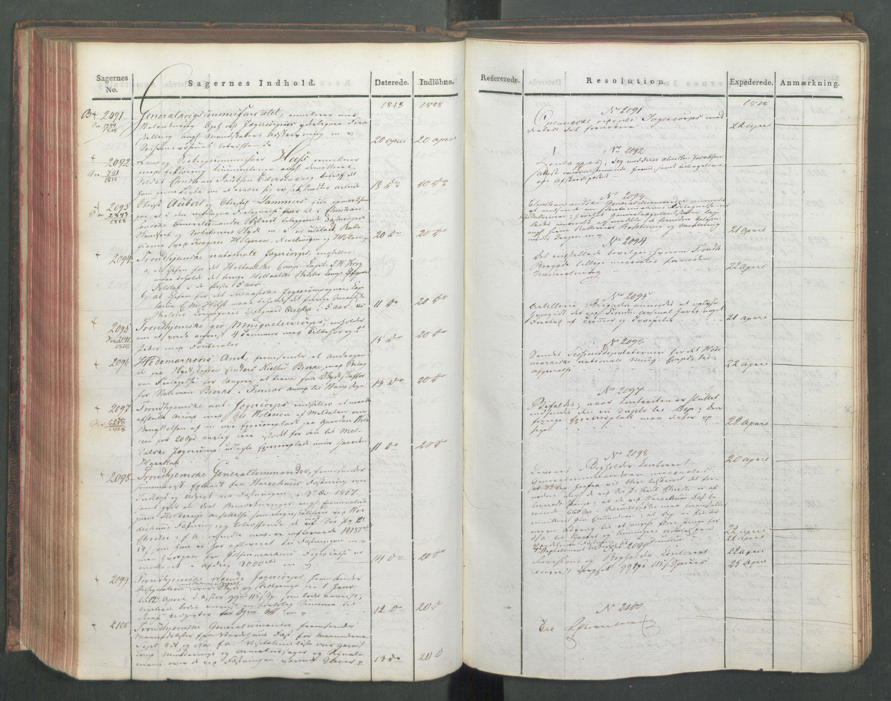 Armédepartementet, AV/RA-RAFA-3493/C/Ca/L0015: 6. Departements Journal, 1818