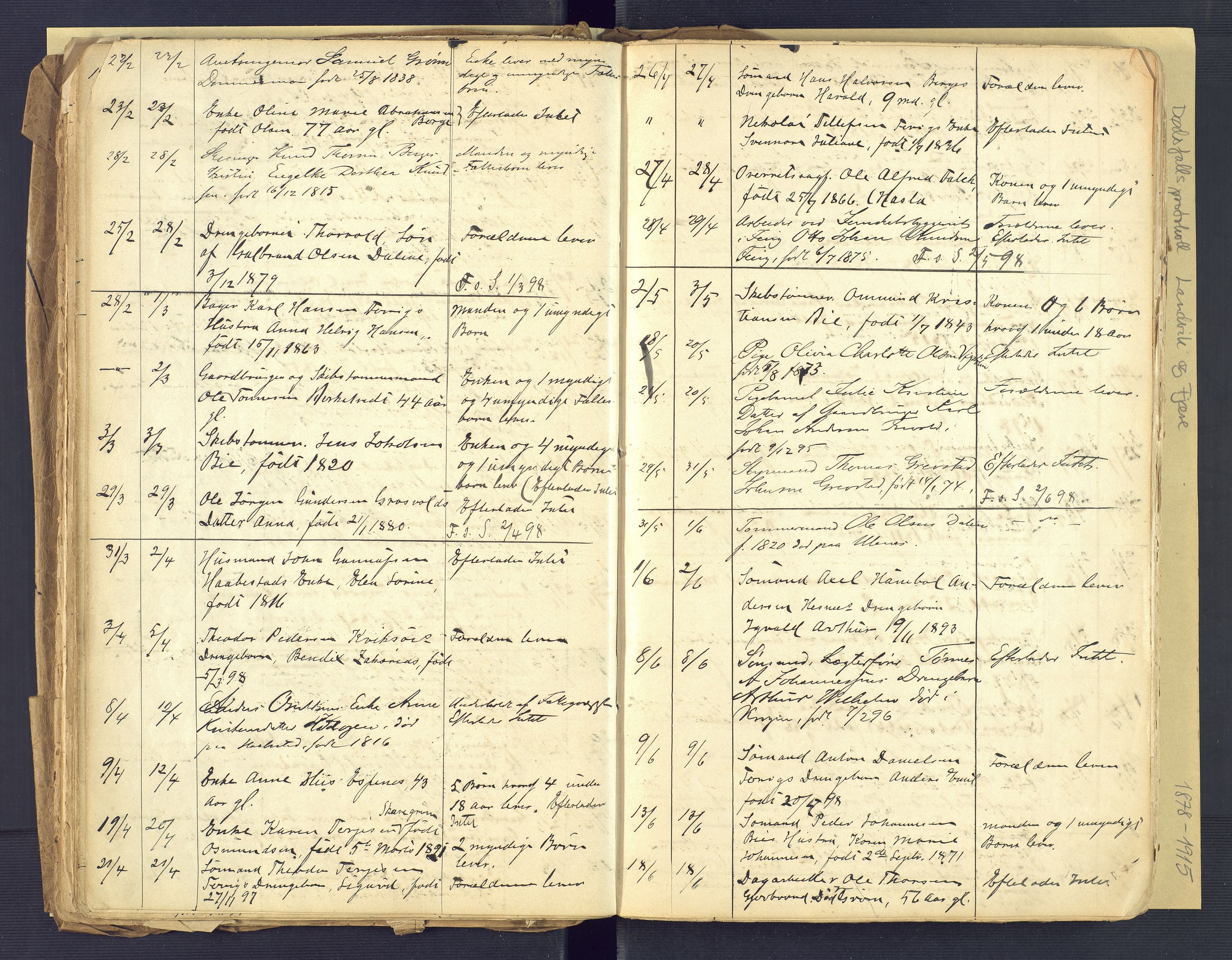 Landvik og Fjære lensmannskontor, AV/SAK-1241-0027/F/Fe/L0001: Dødsfallsprotokoll Landvik og Fjære nr 137, 1878-1915