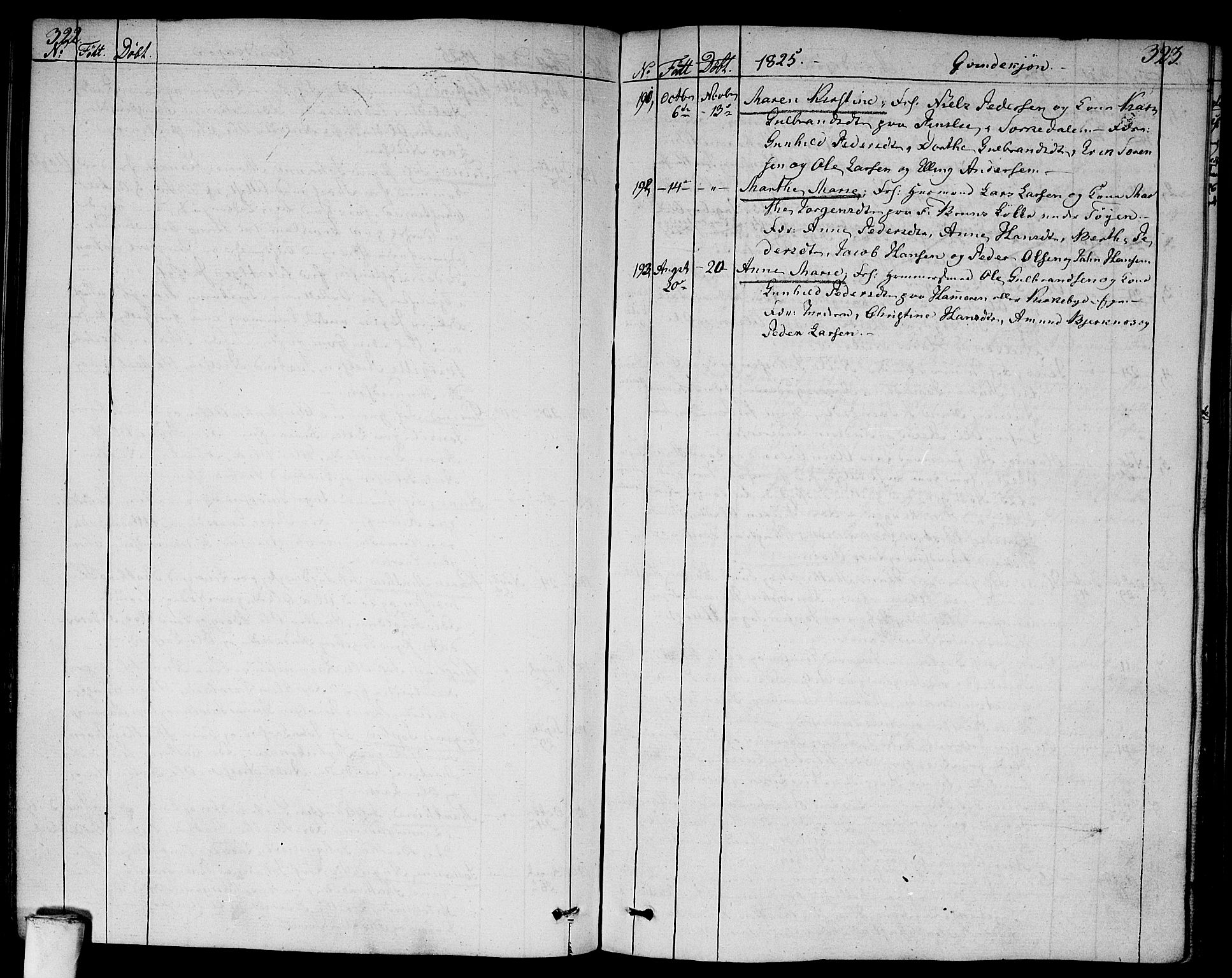 Aker prestekontor kirkebøker, SAO/A-10861/F/L0012: Ministerialbok nr. 12, 1819-1828, s. 322-323