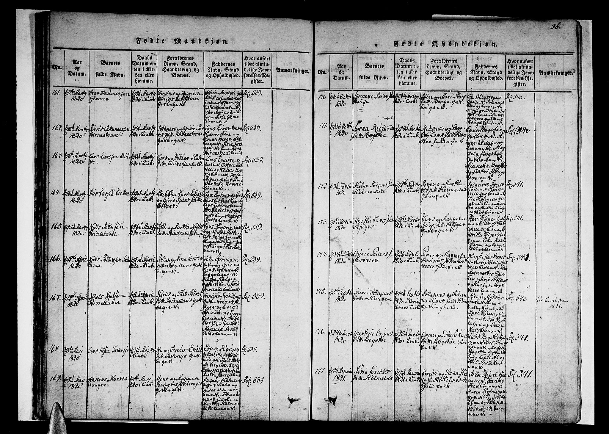 Skånevik sokneprestembete, SAB/A-77801/H/Haa: Ministerialbok nr. A 3, 1815-1828, s. 36