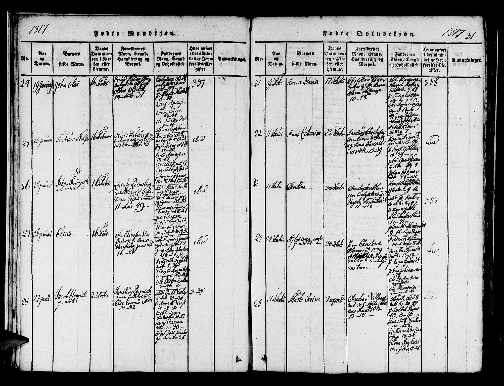 Domkirken sokneprestembete, AV/SAB-A-74801/H/Haa/L0010: Ministerialbok nr. A 10, 1816-1821, s. 31