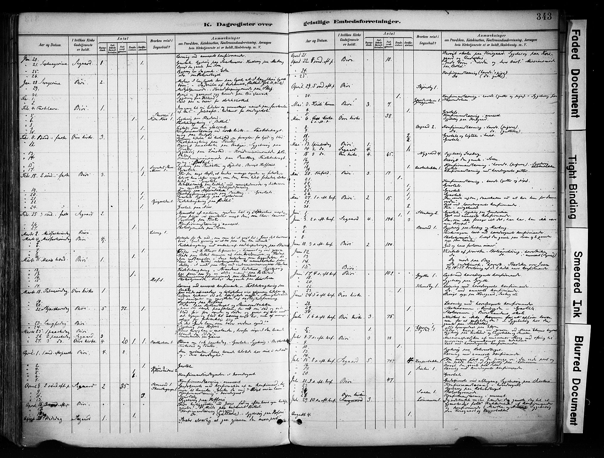 Biri prestekontor, AV/SAH-PREST-096/H/Ha/Haa/L0009: Ministerialbok nr. 9, 1887-1900, s. 343