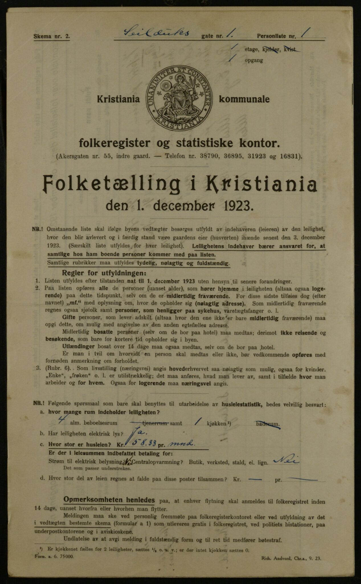 OBA, Kommunal folketelling 1.12.1923 for Kristiania, 1923, s. 103973