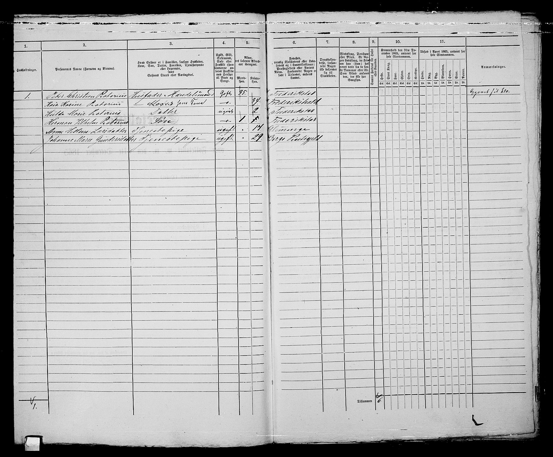 RA, Folketelling 1865 for 0103B Fredrikstad prestegjeld, Fredrikstad kjøpstad, 1865, s. 415