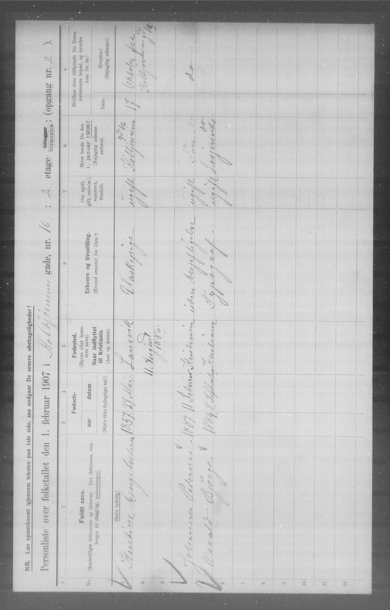 OBA, Kommunal folketelling 1.2.1907 for Kristiania kjøpstad, 1907, s. 6613