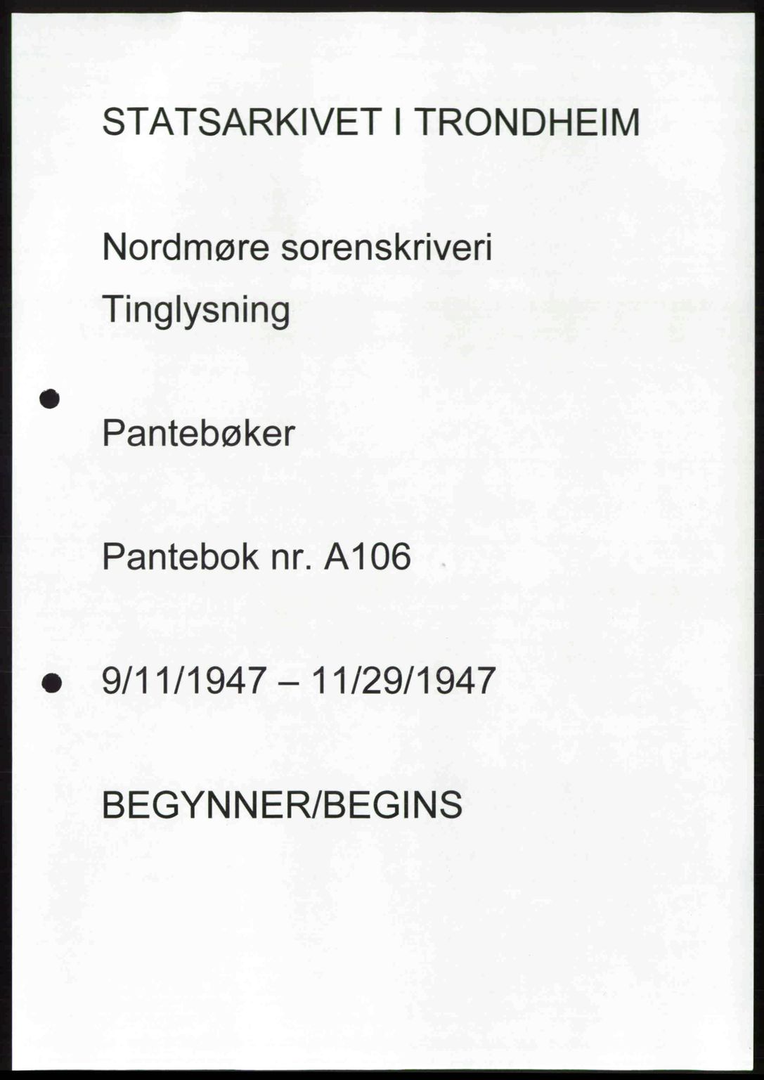 Nordmøre sorenskriveri, AV/SAT-A-4132/1/2/2Ca: Pantebok nr. A106, 1947-1947