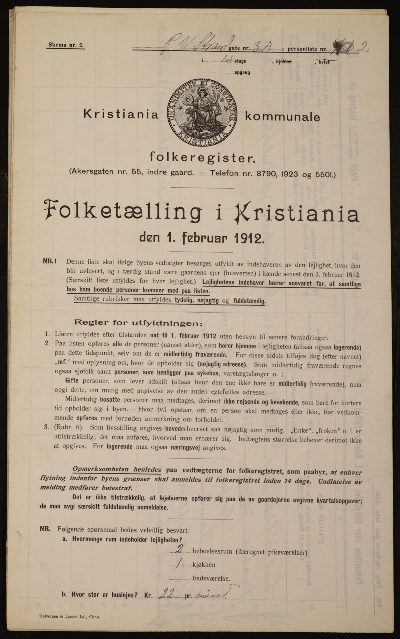 OBA, Kommunal folketelling 1.2.1912 for Kristiania, 1912, s. 103704