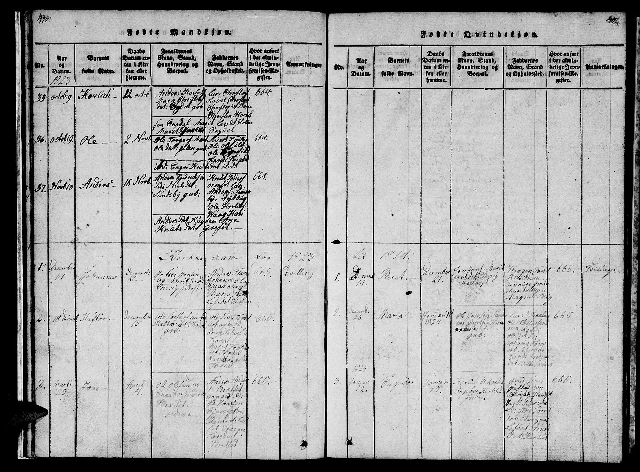Ministerialprotokoller, klokkerbøker og fødselsregistre - Møre og Romsdal, AV/SAT-A-1454/578/L0908: Klokkerbok nr. 578C01, 1819-1837, s. 43-44
