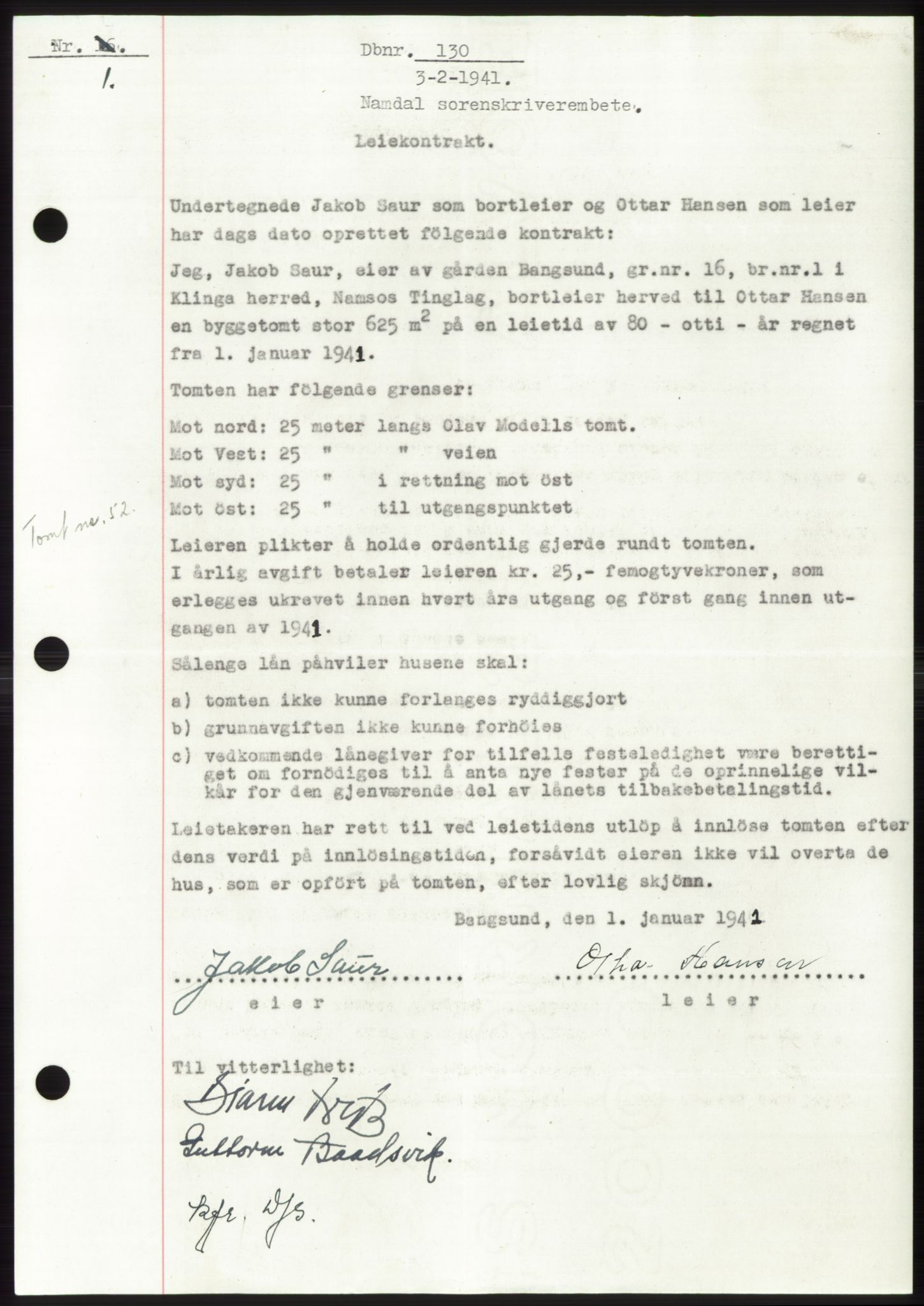 Namdal sorenskriveri, SAT/A-4133/1/2/2C: Pantebok nr. -, 1940-1941, Tingl.dato: 03.02.1941