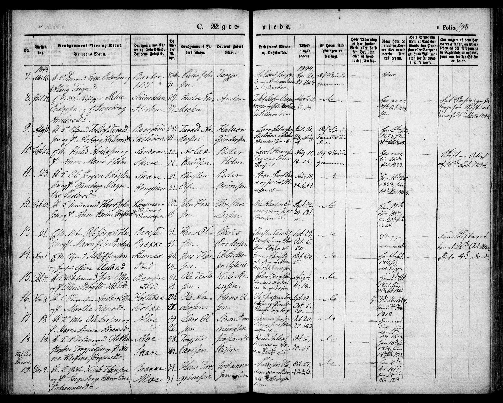 Tromøy sokneprestkontor, AV/SAK-1111-0041/F/Fa/L0004: Ministerialbok nr. A 4, 1837-1846, s. 198