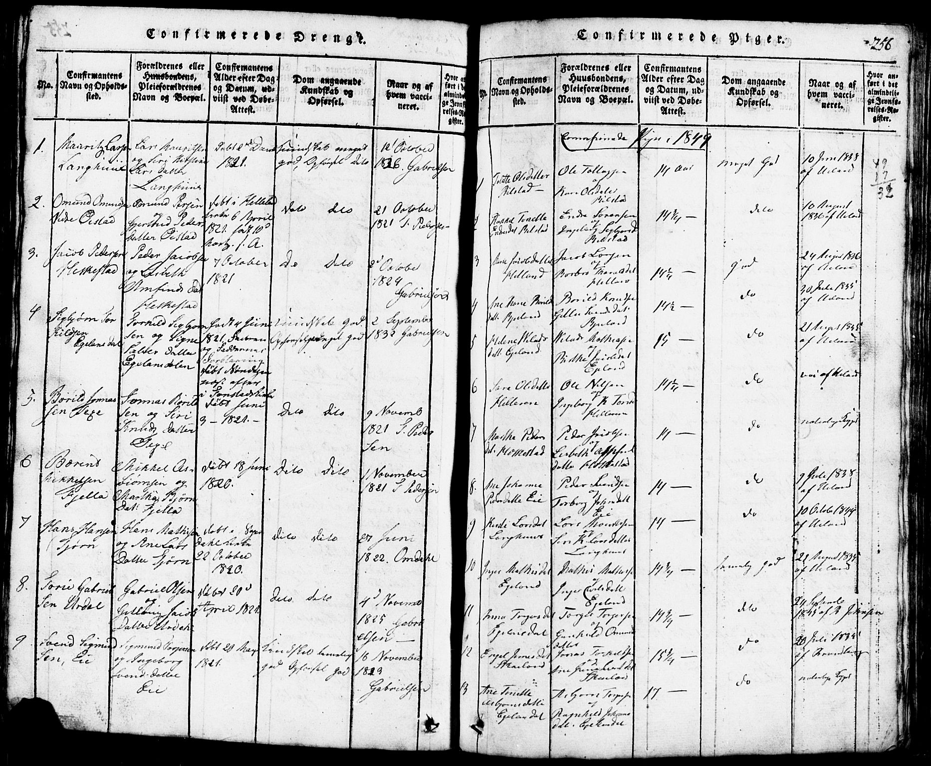 Lund sokneprestkontor, SAST/A-101809/S07/L0001: Klokkerbok nr. B 1, 1815-1853, s. 256