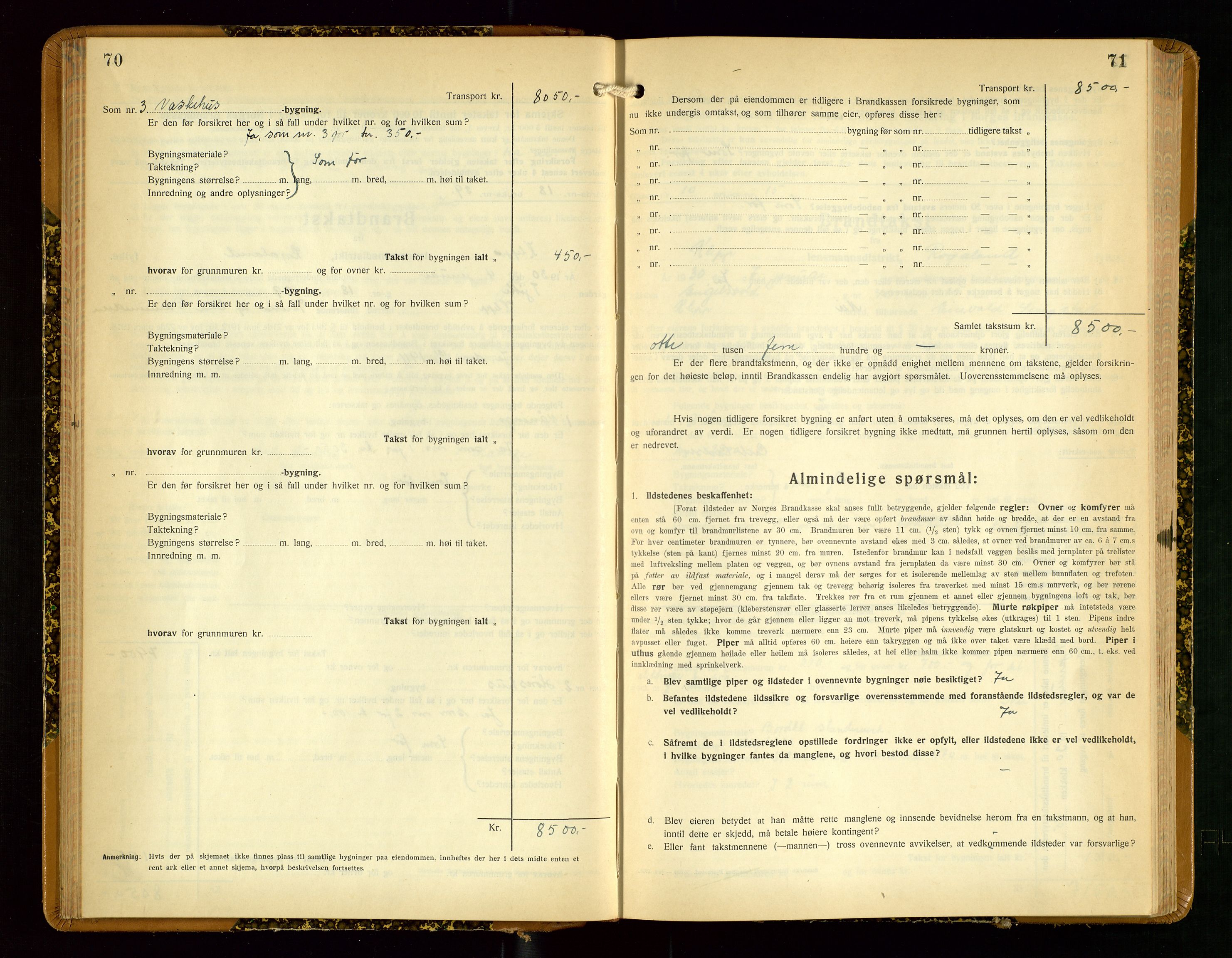 Klepp lensmannskontor, SAST/A-100163/Goc/L0012: "Brandtakstprotokoll" m/register, 1929-1933, s. 70-71