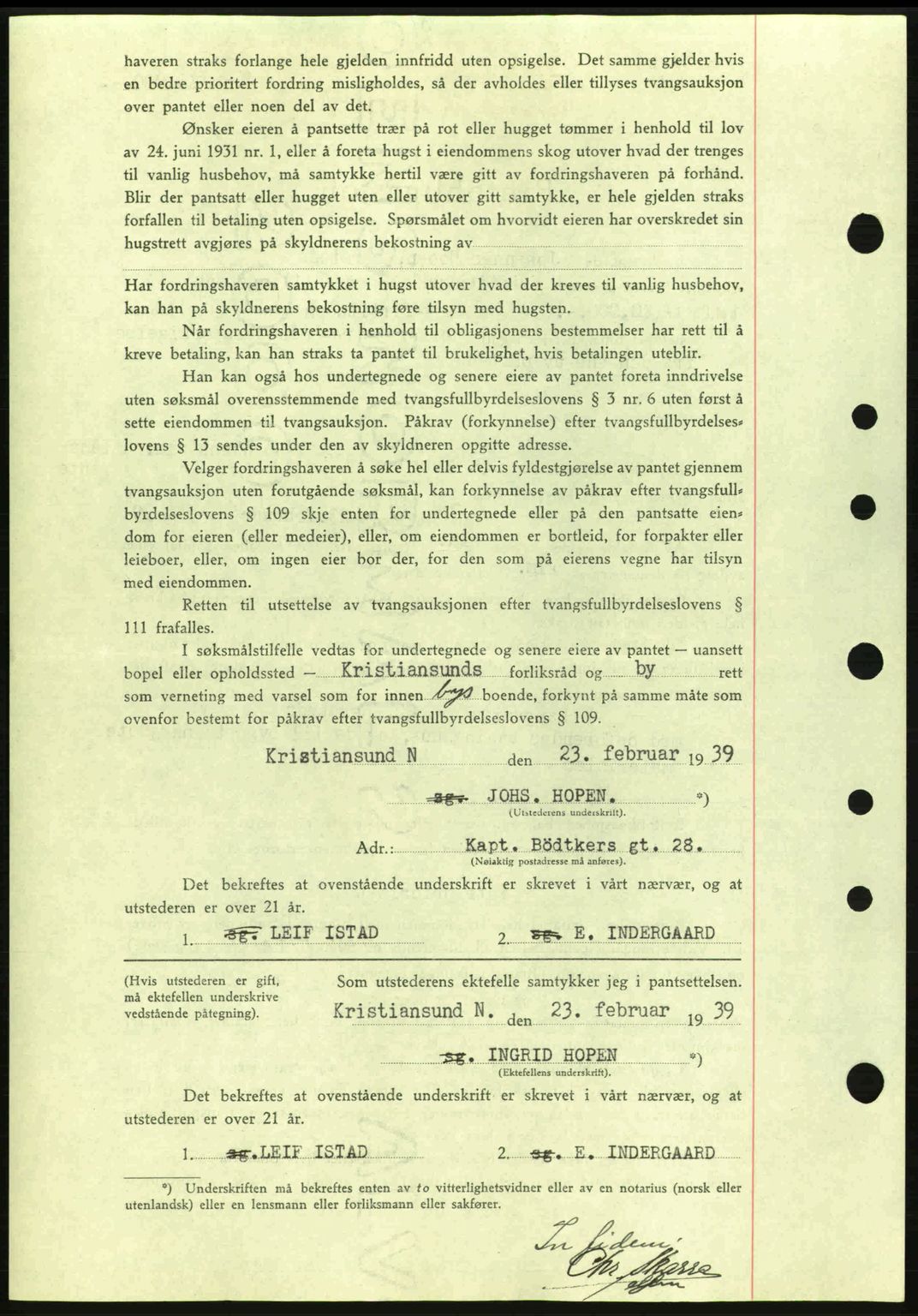 Kristiansund byfogd, AV/SAT-A-4587/A/27: Pantebok nr. 31, 1938-1939, Dagboknr: 465/1939