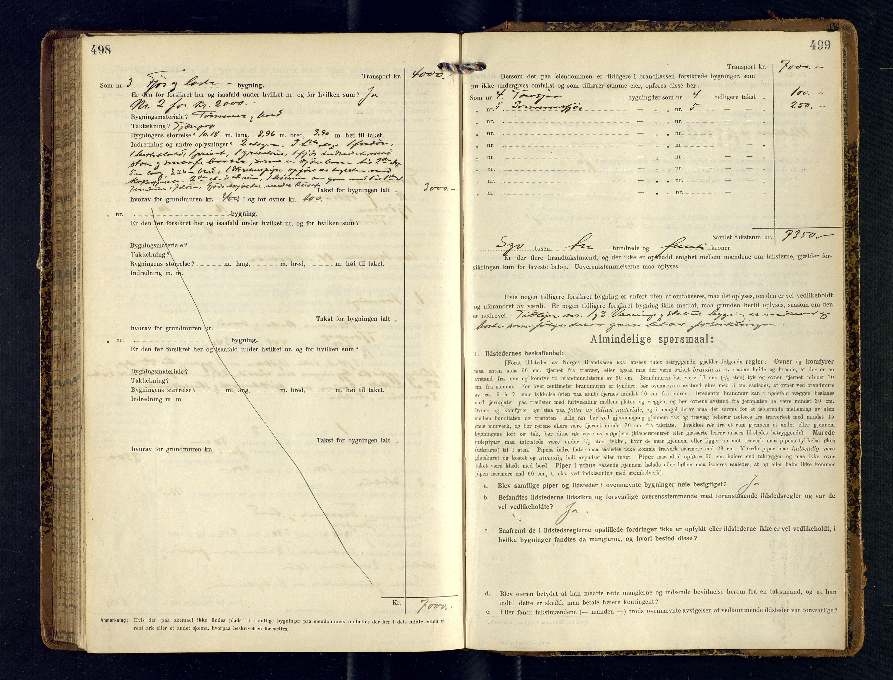 Harstad lensmannskontor, SATØ/SATØ-10/F/Fr/Fra/L0608: Branntakstprotokoll (S). Merket X. Med register, 1916-1918, s. 498-499