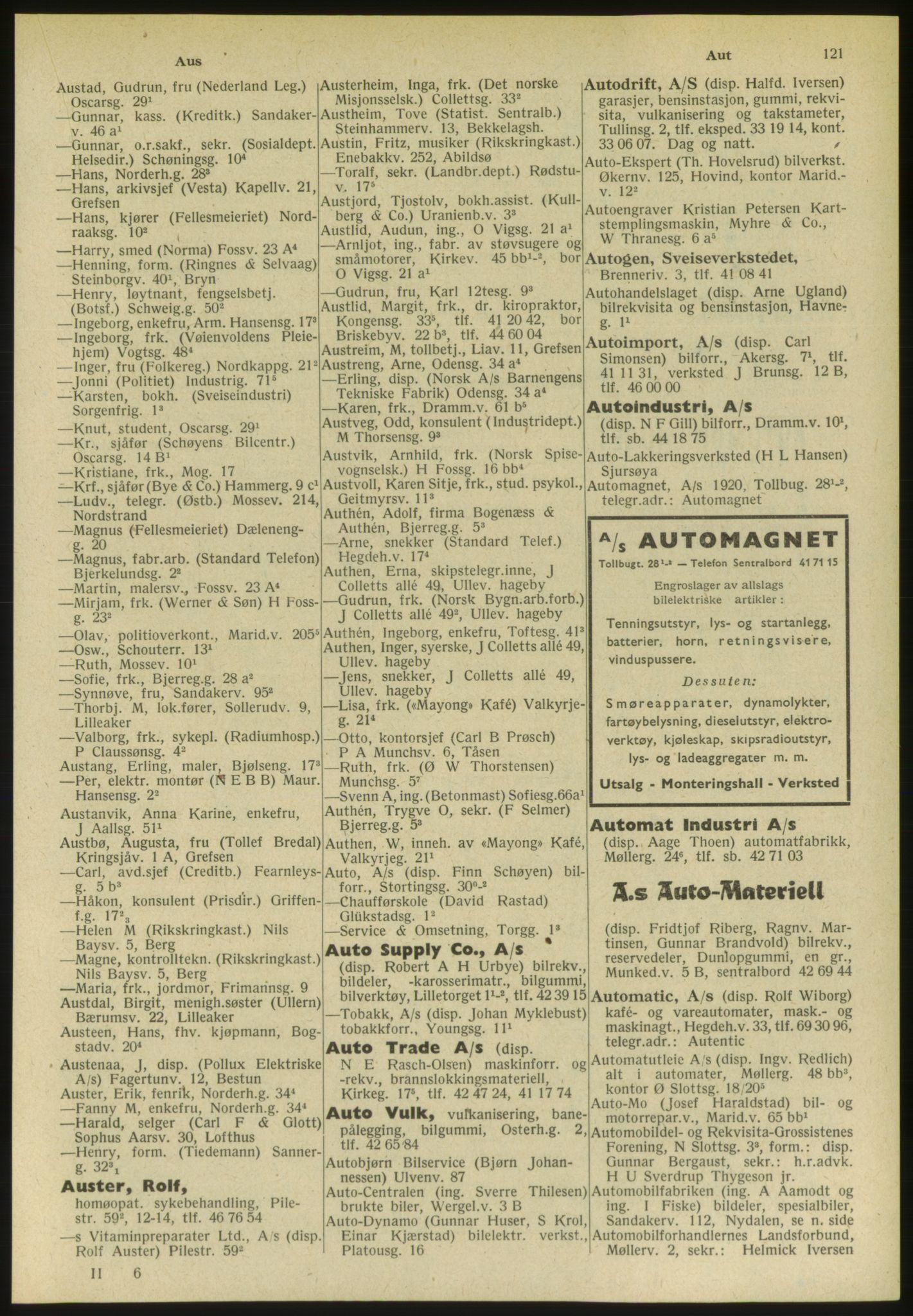 Kristiania/Oslo adressebok, PUBL/-, 1951, s. 121