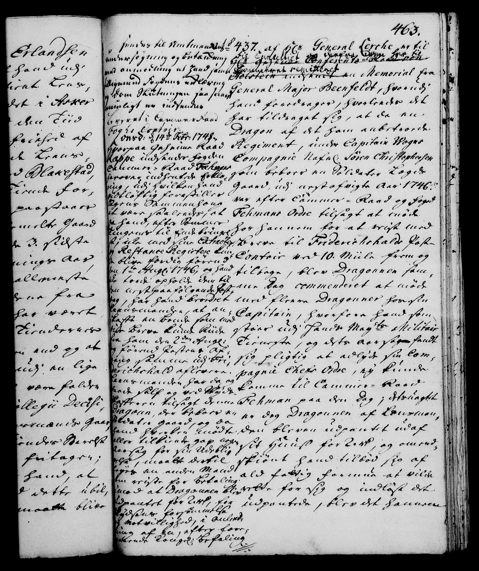 Rentekammeret, Kammerkanselliet, RA/EA-3111/G/Gh/Gha/L0028: Norsk ekstraktmemorialprotokoll (merket RK 53.73), 1746-1748, s. 463