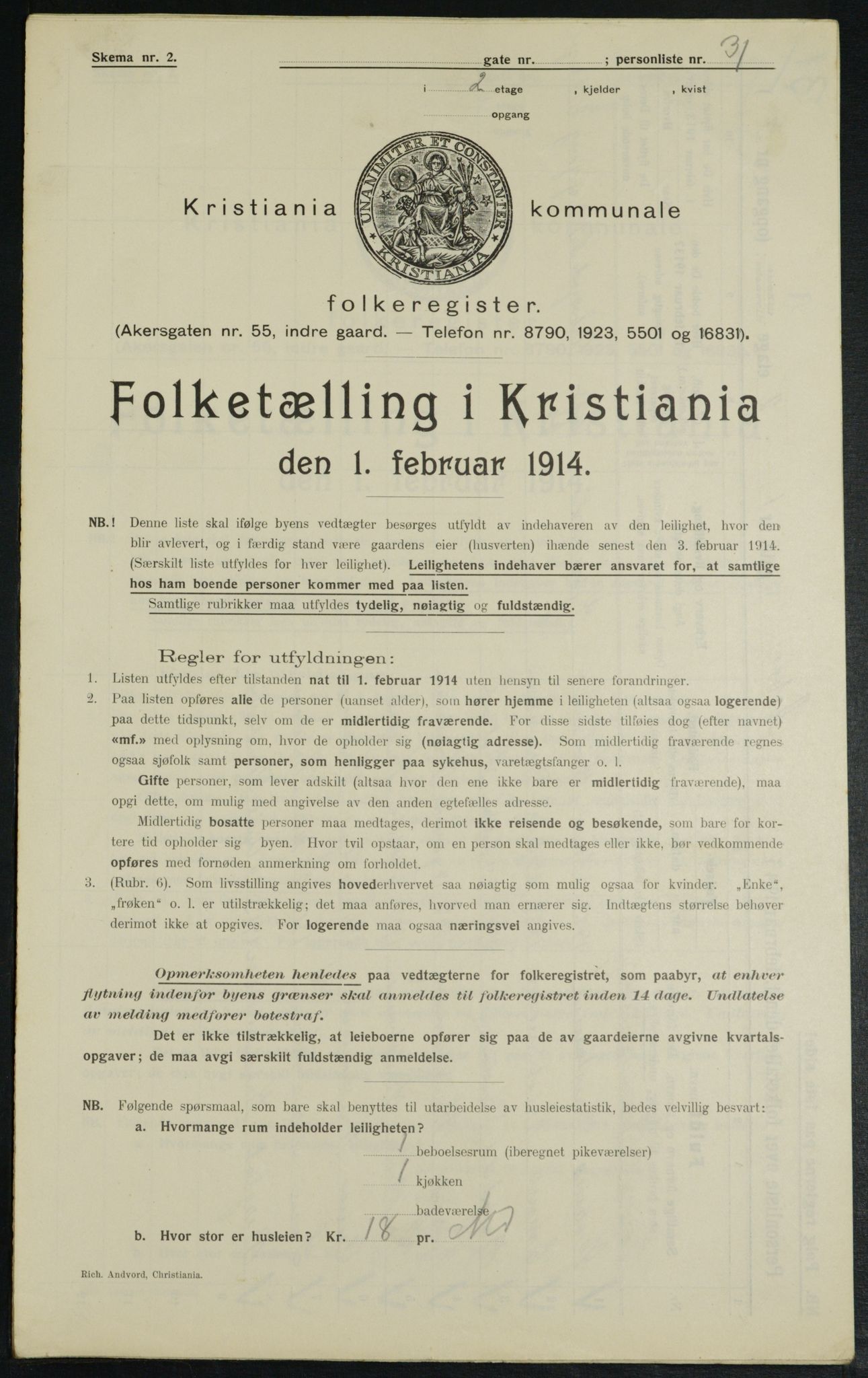 OBA, Kommunal folketelling 1.2.1914 for Kristiania, 1914, s. 1738