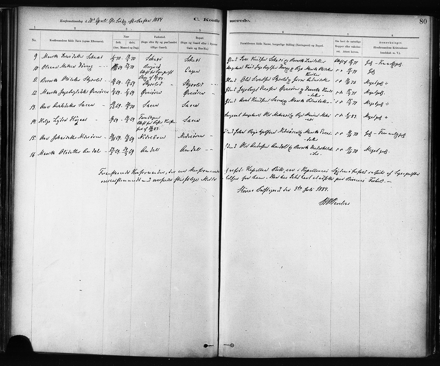 Ministerialprotokoller, klokkerbøker og fødselsregistre - Sør-Trøndelag, SAT/A-1456/687/L1002: Ministerialbok nr. 687A08, 1878-1890, s. 80