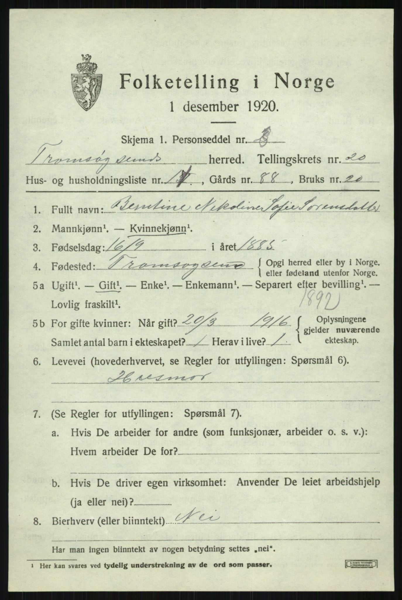 SATØ, Folketelling 1920 for 1934 Tromsøysund herred, 1920, s. 10724