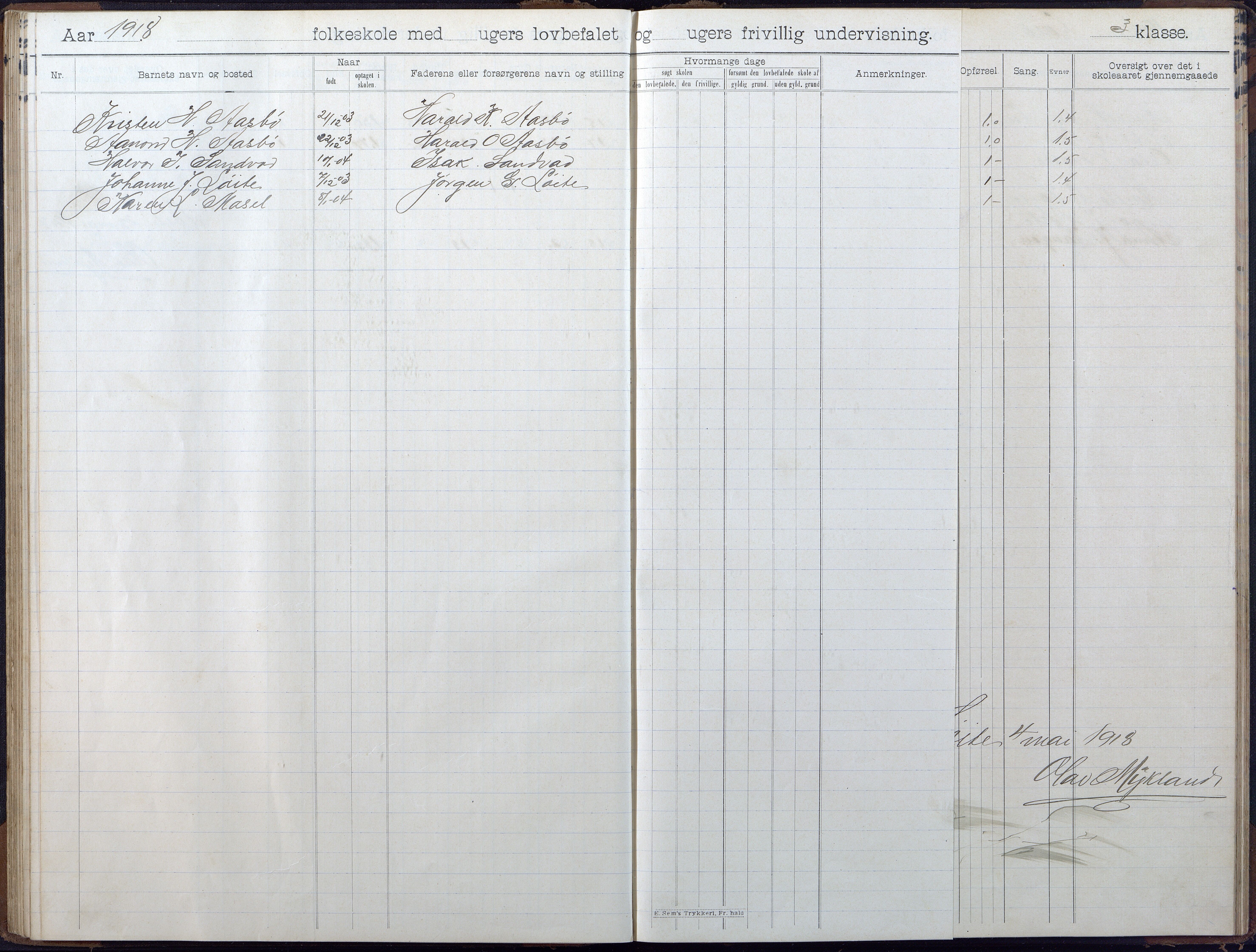 Gjerstad Kommune, Løite Skole, AAKS/KA0911-550c/F02/L0002: Skoleprotokoll, 1903-1921