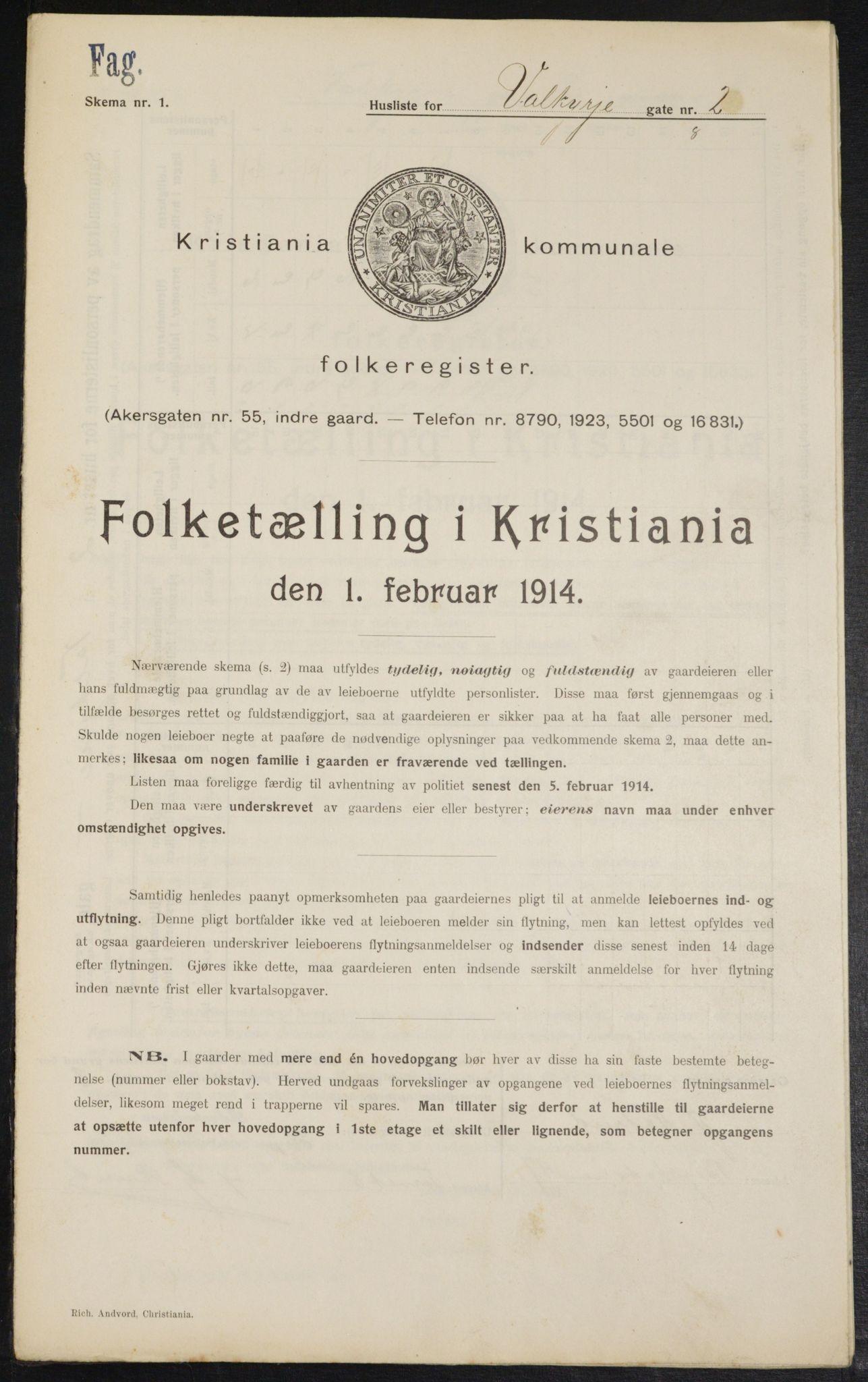 OBA, Kommunal folketelling 1.2.1914 for Kristiania, 1914, s. 122678