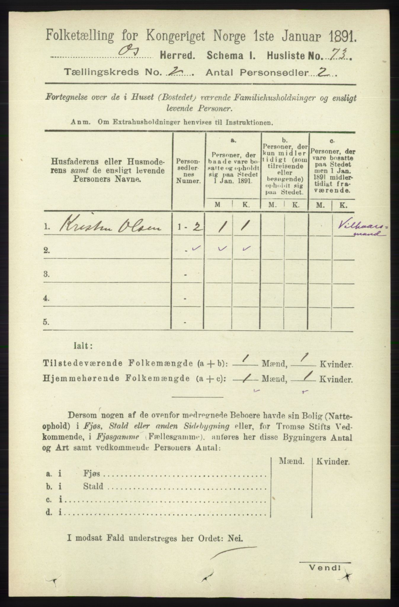 RA, Folketelling 1891 for 1243 Os herred, 1891, s. 427