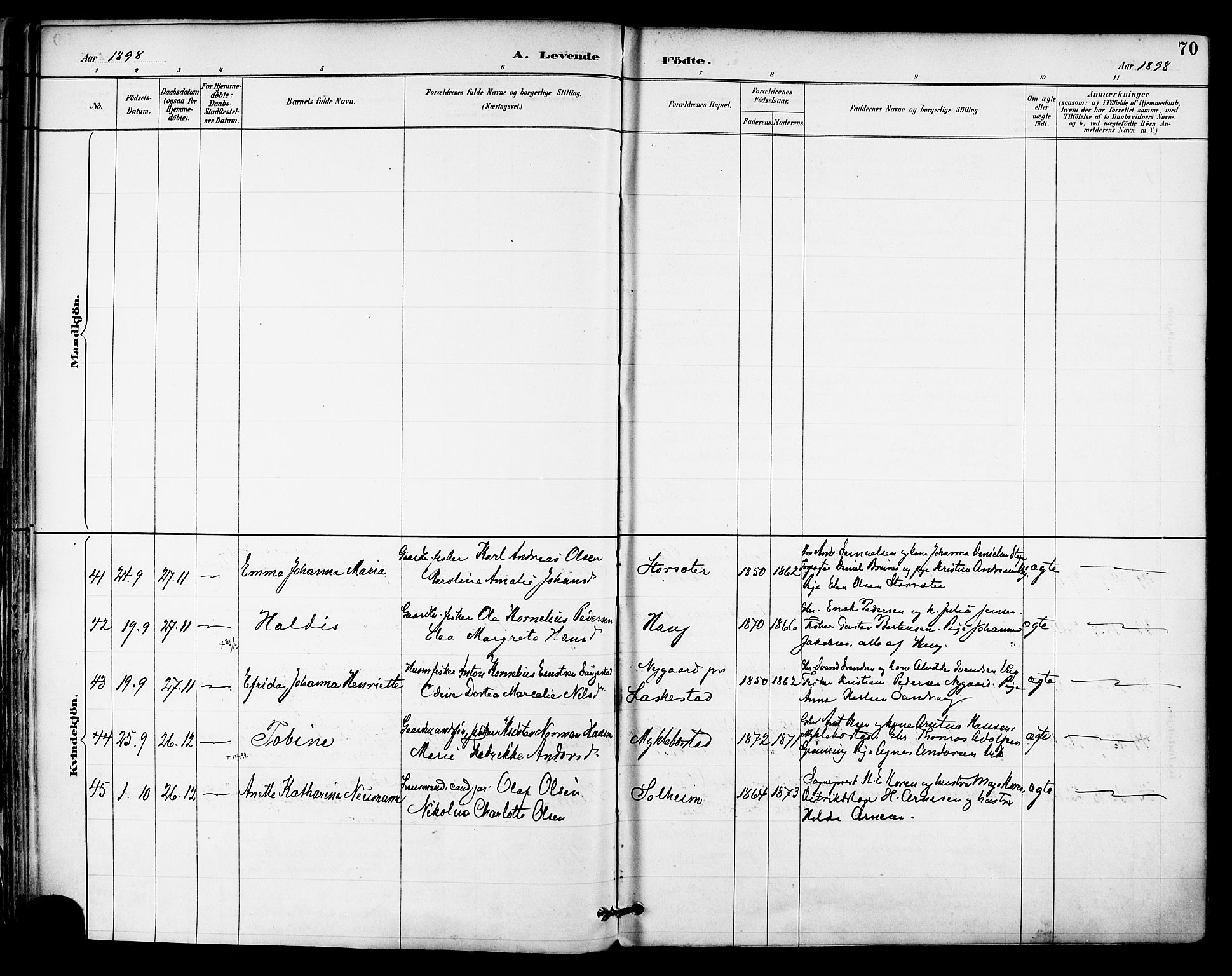 Ministerialprotokoller, klokkerbøker og fødselsregistre - Nordland, SAT/A-1459/855/L0803: Ministerialbok nr. 855A11, 1887-1905, s. 70